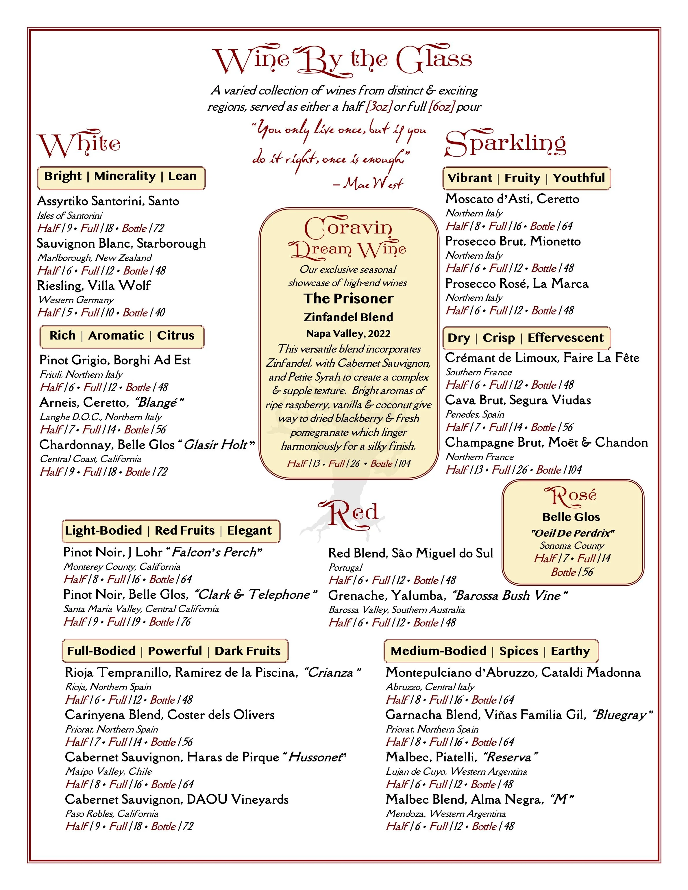 Menu — Primrose Path