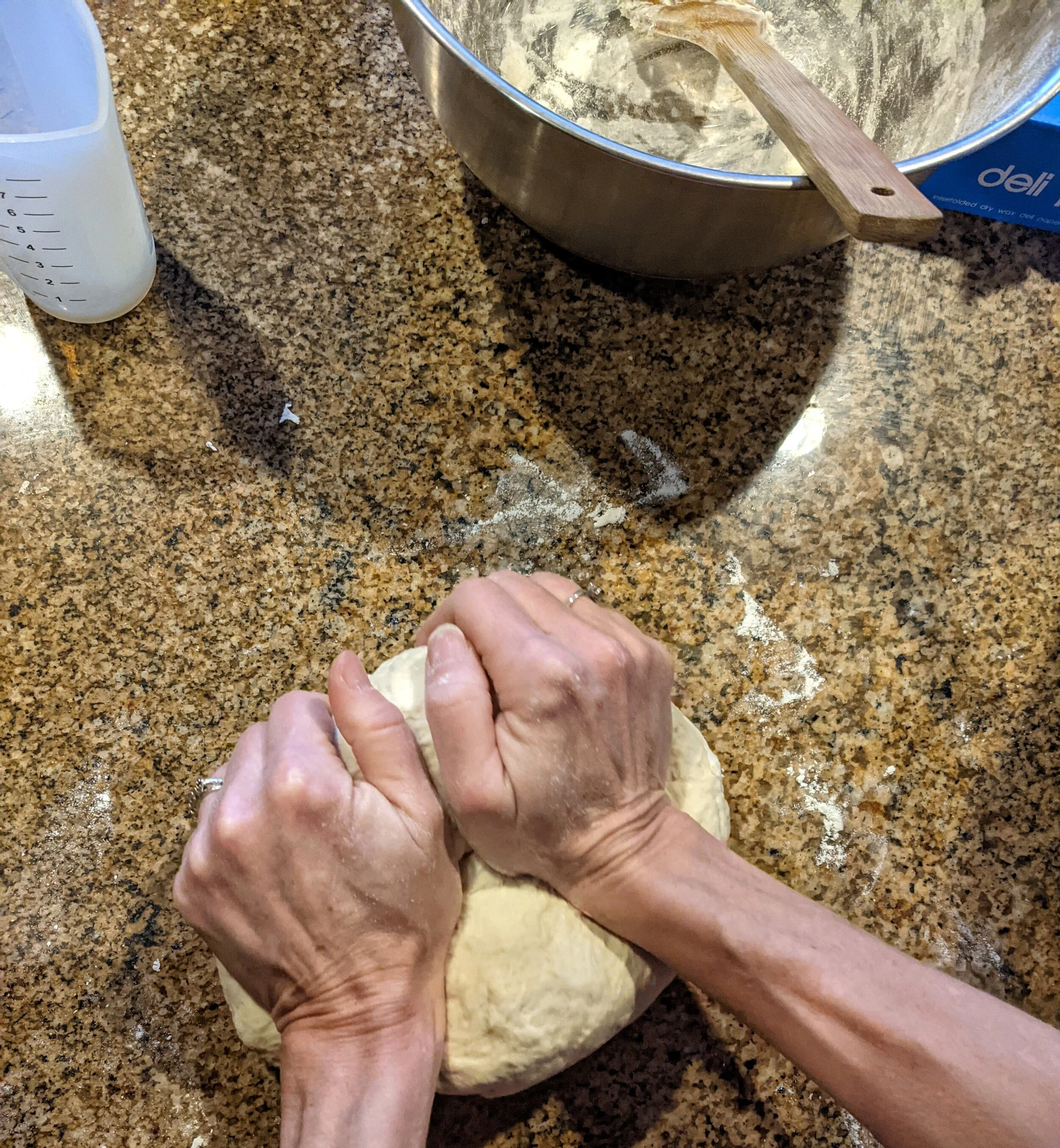 kneading bread