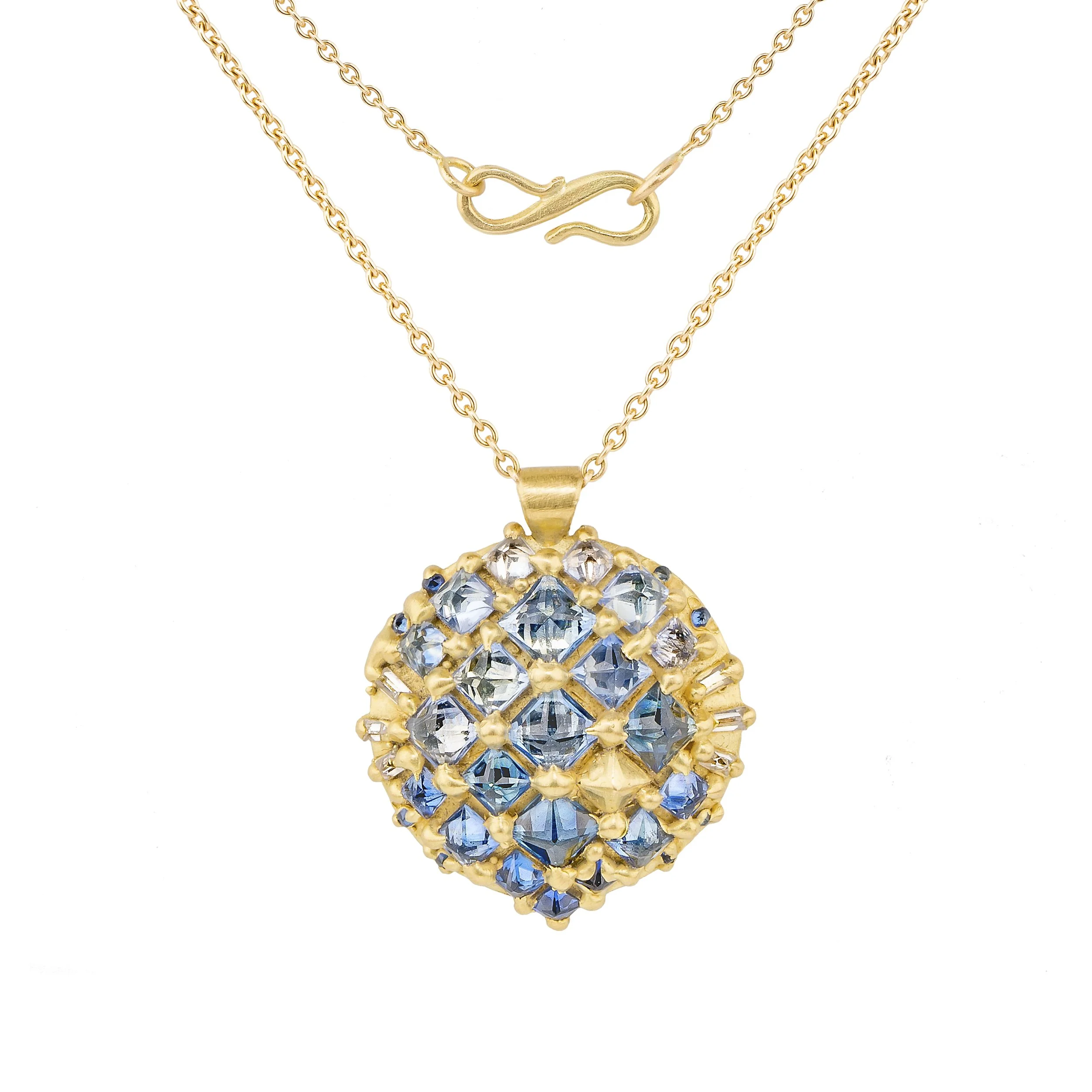 7118 BLUE FADE SNAP DRAGON DOME NECKLACE N-SNAP-BOY-07118.jpg