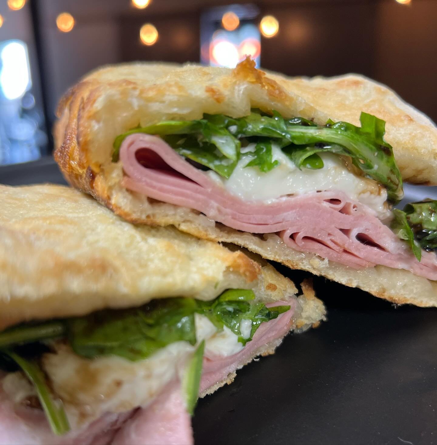 Saturday Lunch Menu at Locale features our Mortadella Sandwich, topped with Burrata, Arugula, and wrapped in a Pizza Dough bread!