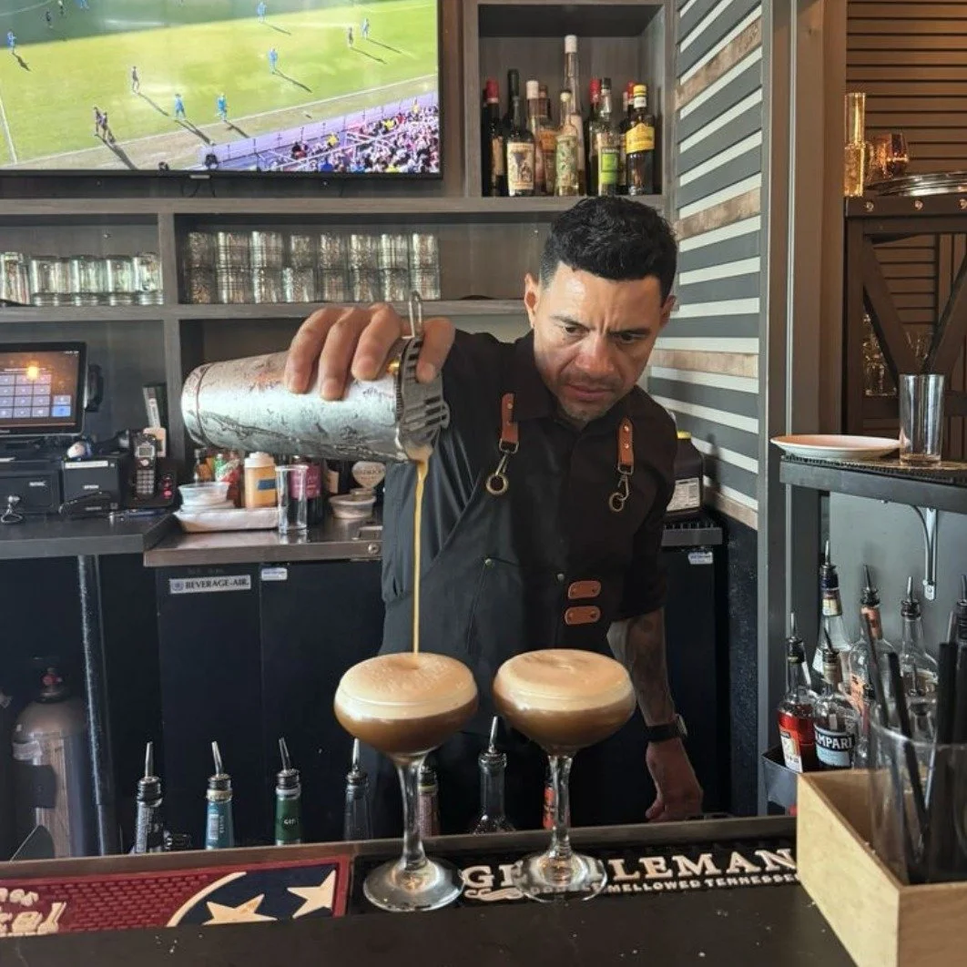 Martini Time!! Benny at the Locale Bar making our version of the classic Espresso Martini, After Midnight, created with Ocean Vodka, Nespresso, and Mr. Black Coffee Liqueur.