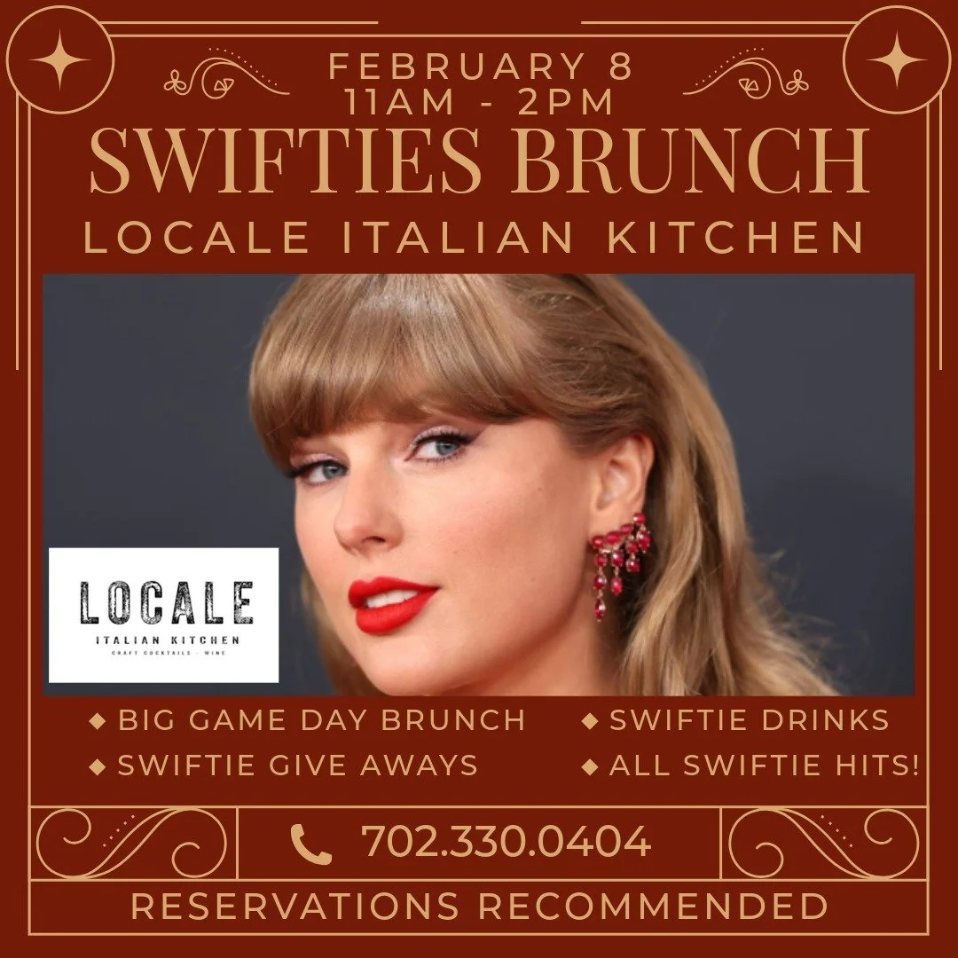 It's that time of year!!!! Join us for our Swifty Big Game Brunch at Locale!
Sunday, February 8th from 11am - 2pm

All your favorite T Swift Songs, Giveaways, and ALL TAYLOR PLAYLIST!
2m
