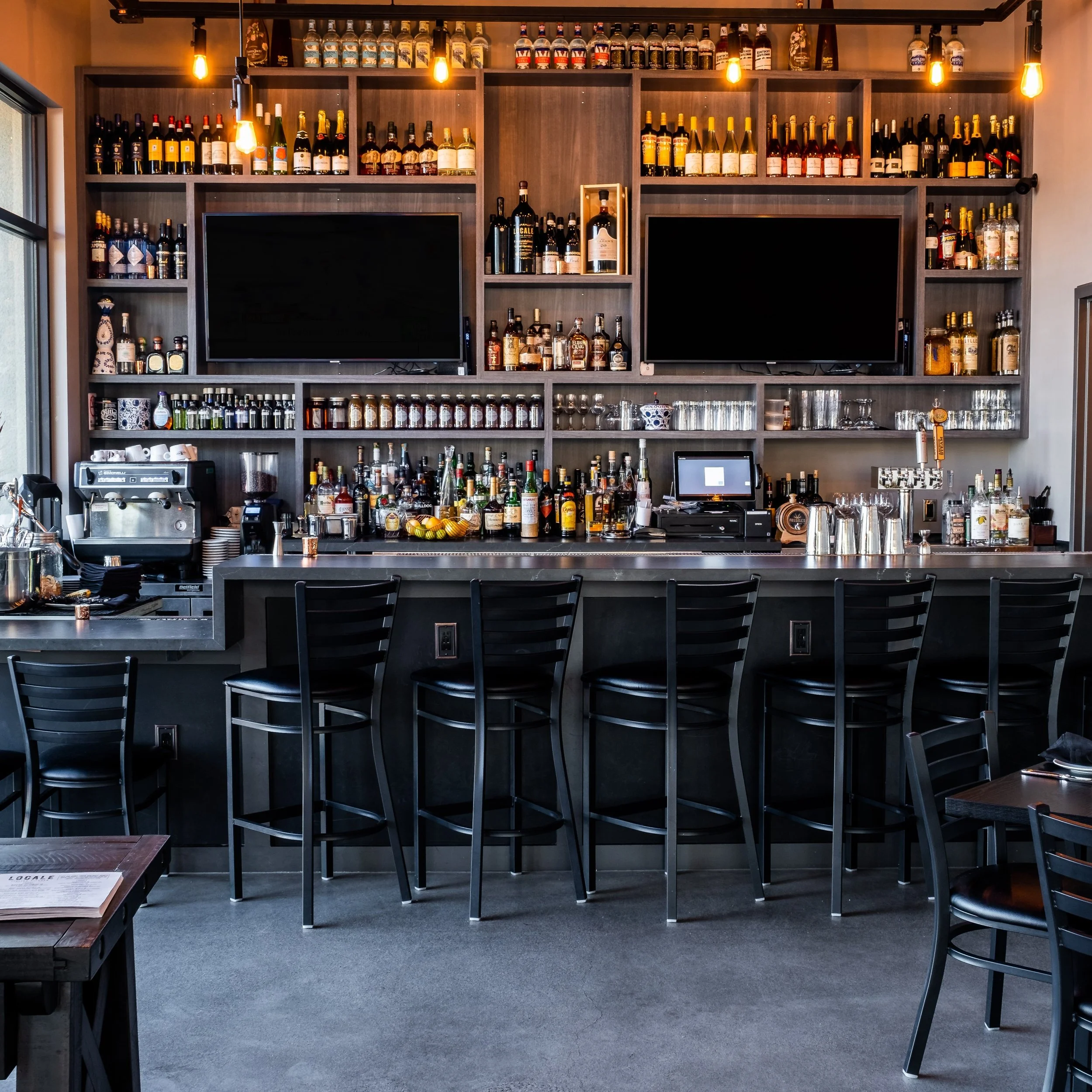 Happy Hour is all day at Locale! Enjoy $4 beer, $5 Wine, and $6 Well Drinks at the Bar all day and all night!