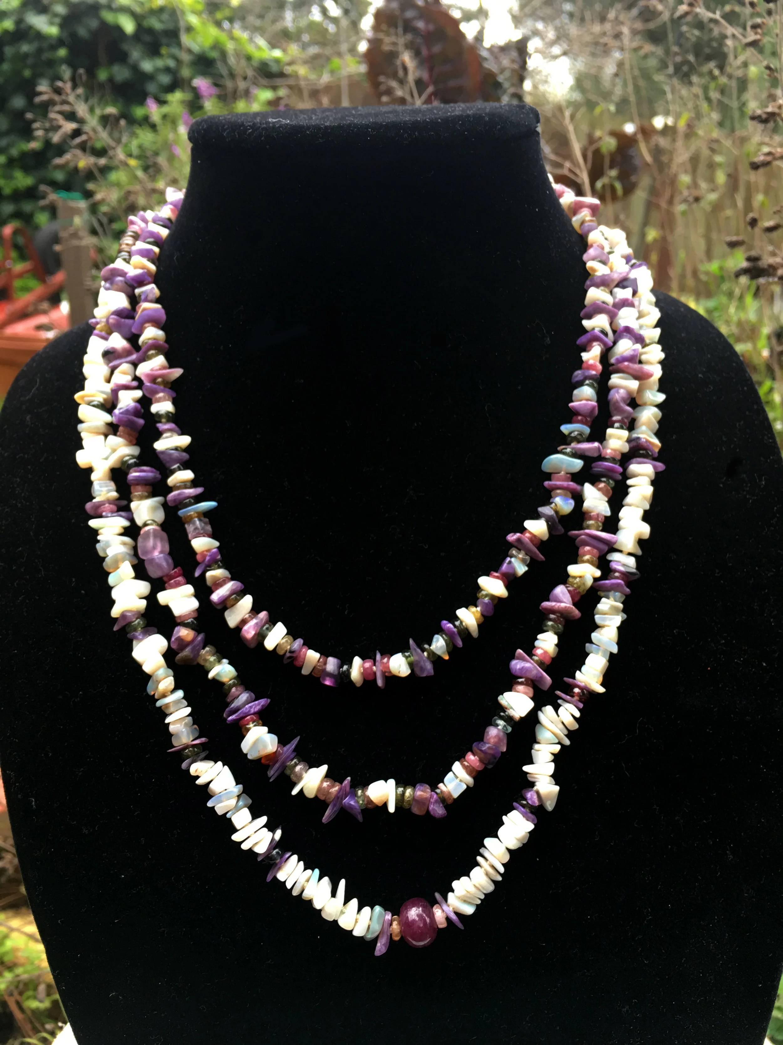 Amethyst, Opal Chips, Tourmaline, Charoite Ruby (includes earrings)