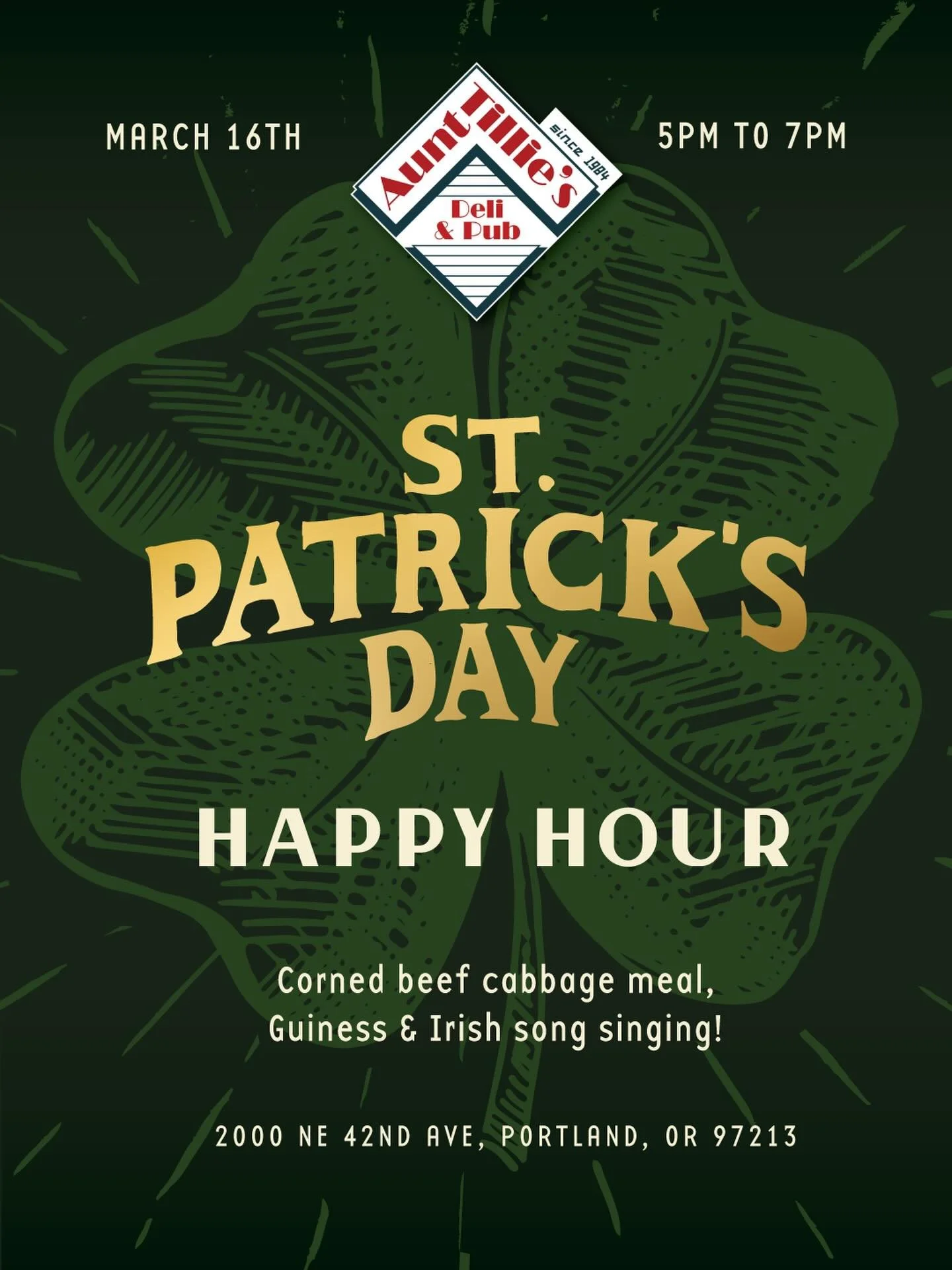 The Hollywood Boosters annual St. Patrick&rsquo;s Day Happy Hour is coming up! Please join us for a good time with a corned beef cabbage meal, Guiness and Irish song signing! Hope to see you all there at Aunt Tillie&rsquo;s Deli on the 16th! 🍀 🌈 

