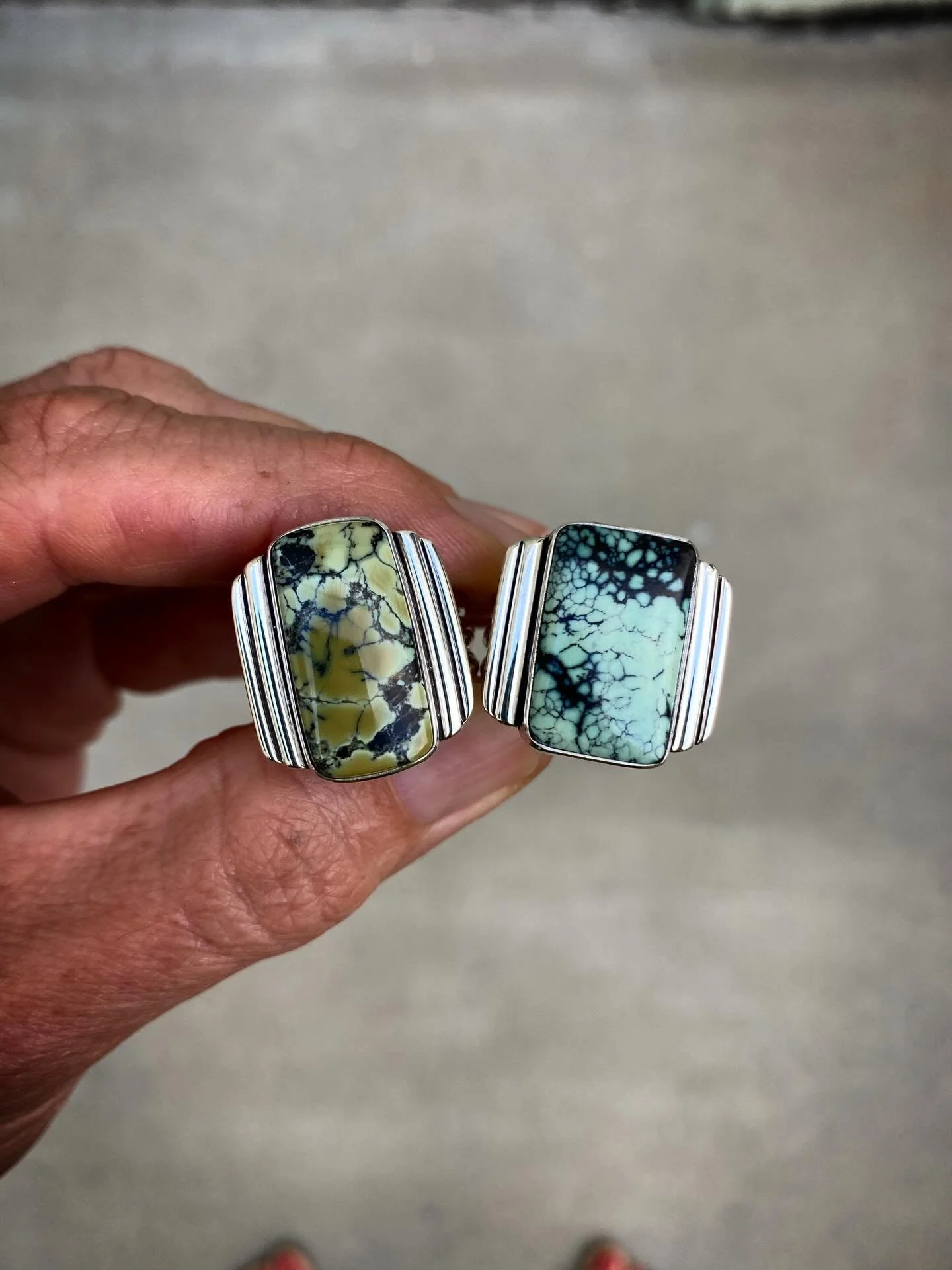 &bull;SOLD OUT&bull;

Nautilus Variscite + Prince Variscite Double Side Bar Rings✨✨

Can we talk about the MATRIX on these two?! 

No matter the material, the matrix pattern of a stone is a huge contributor of what draws me to it. I just love the uni