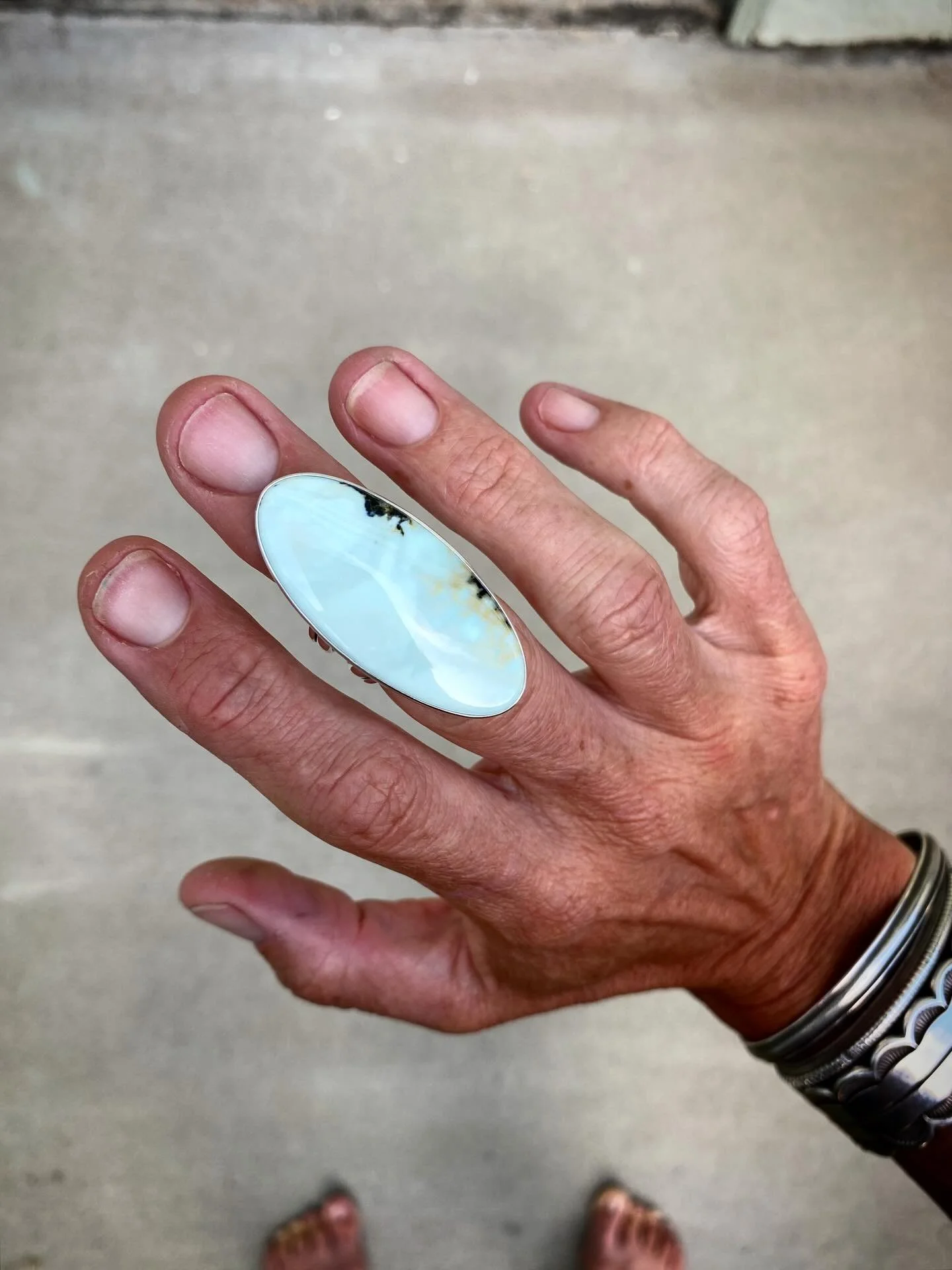 Aloe Variscite Statement Band Ring ✨ ✨

Aloe Variscite with that extra sexy Ghost Matrix on the new Statement Band&hellip;

Going out to one of the my favorites 🖤

NFS✨