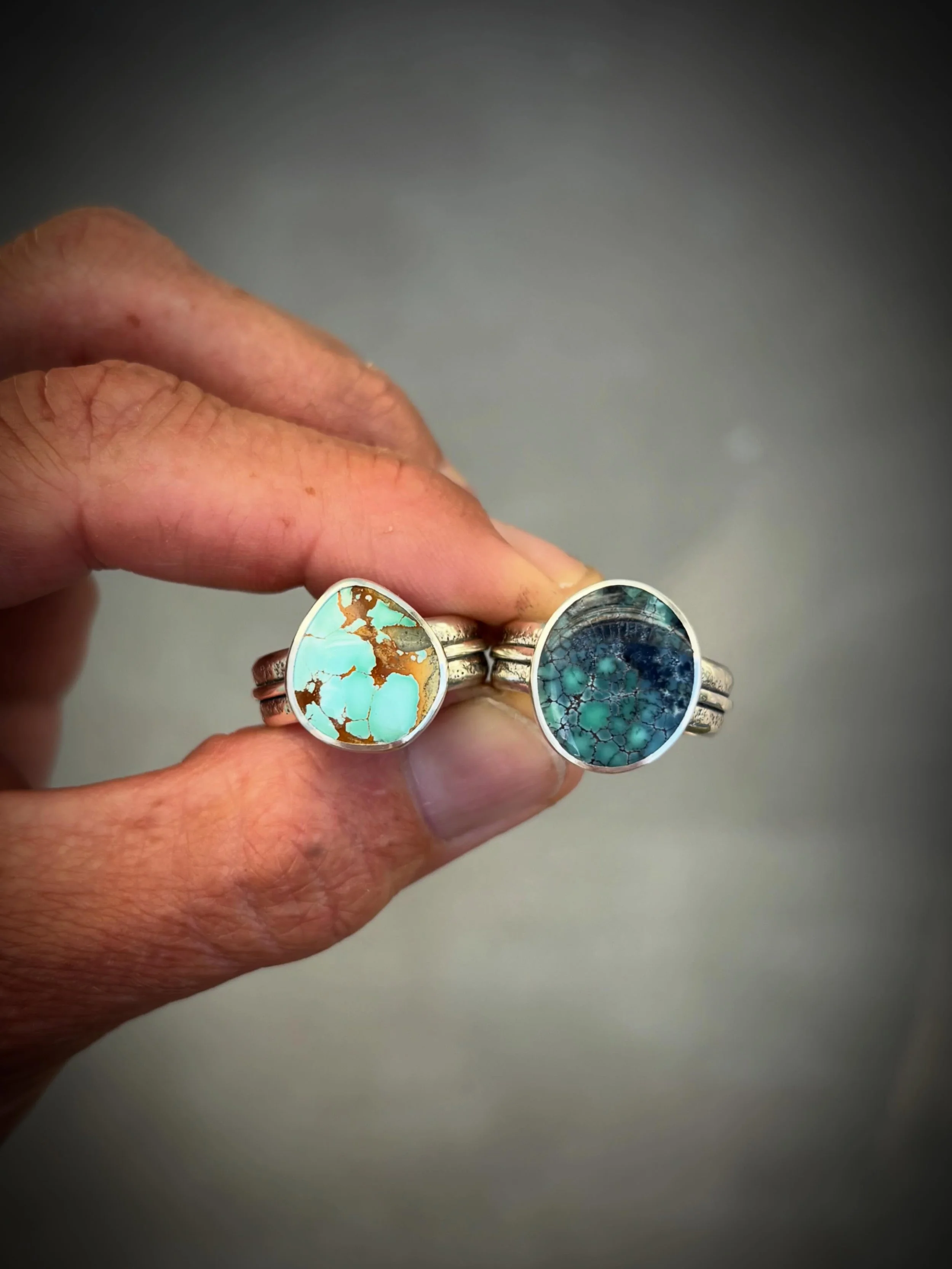 High Grade Royston Turquoise + Calypso Variscite Textured Wrap Rings✨✨✨

Goooooooodness these two stones are beyond beautiful and look absolutely perfect paired with the Textured Wrap Band&hellip;

These two beauties are modestly sized but pack a ser