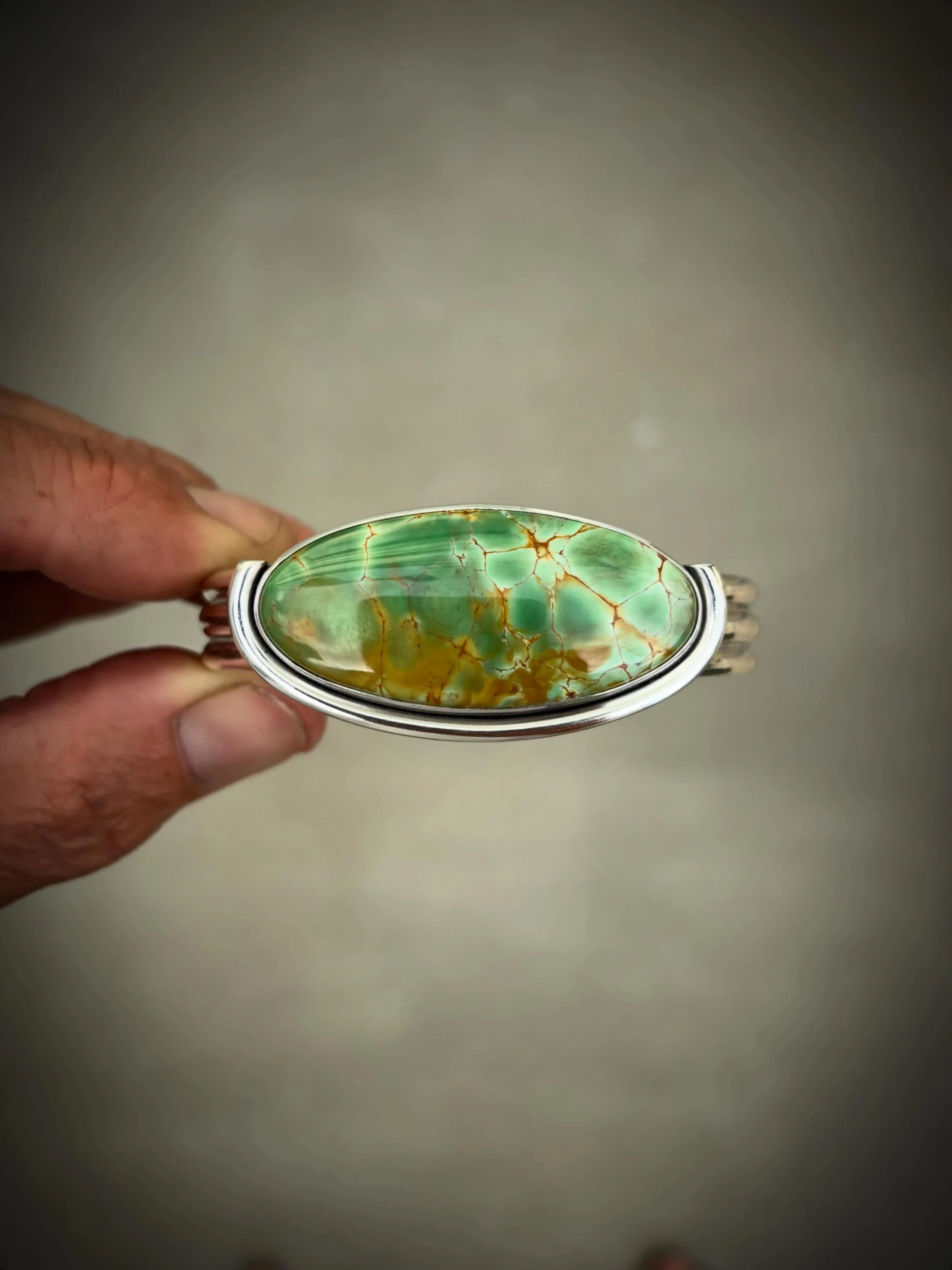 High Grade Australian Variscite Half Wrap Statement Cuff✨✨

This stone is absolutely unreal! 

The superb quality of this Australian Variscite is wild, I&rsquo;m continually blown away by the beautiful variations of this material! 

I hope y&rsquo;al