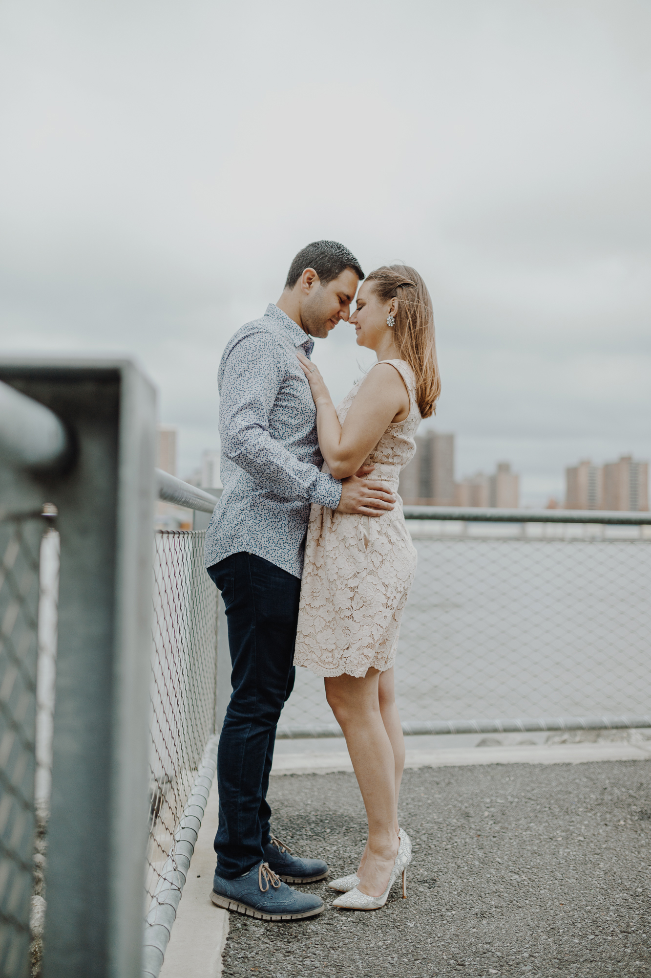 Cloudy Brooklyn Bridge Park Anniversary Photo Shoot