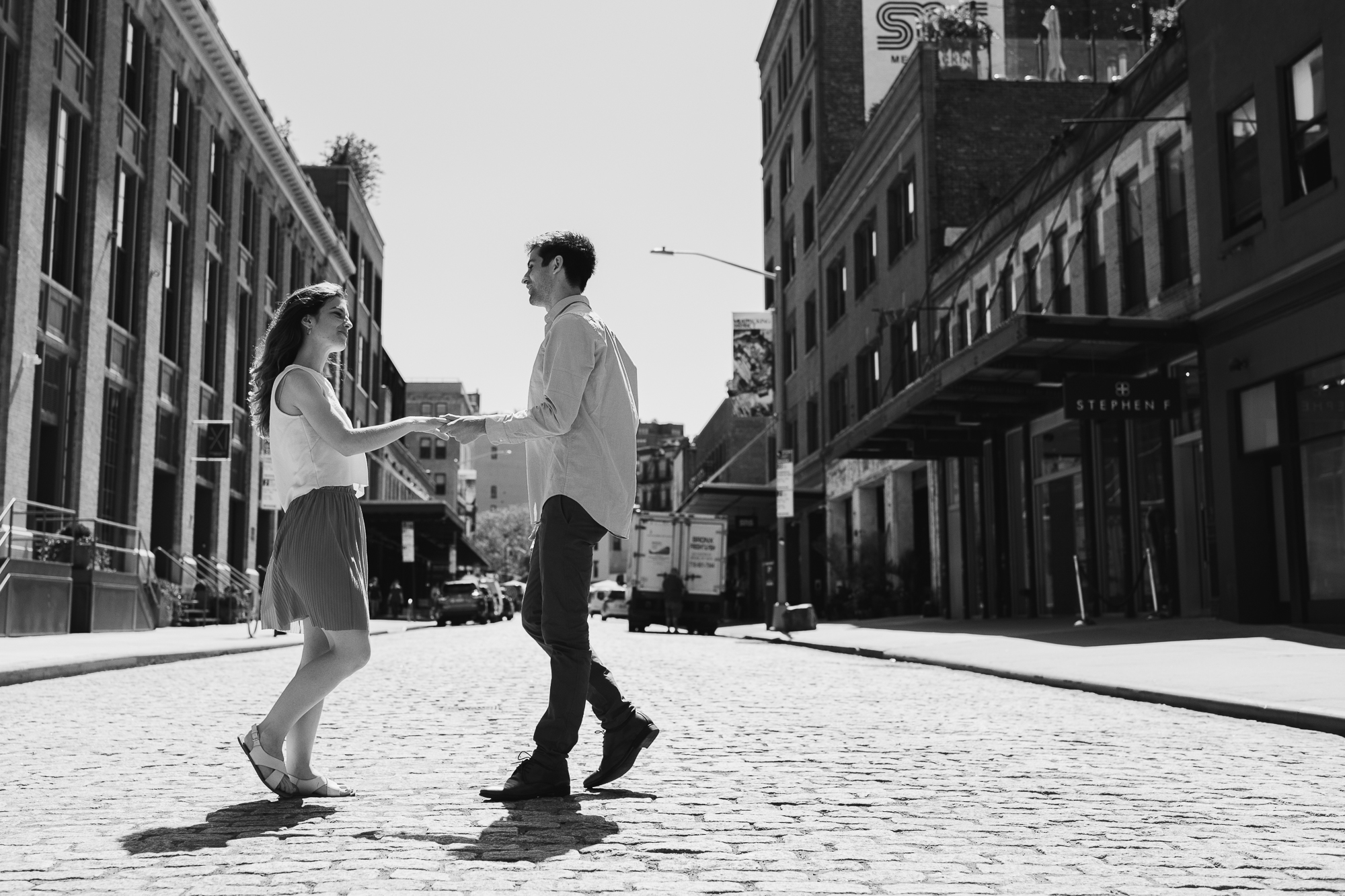 Black and White Tribeca Engagement Photography