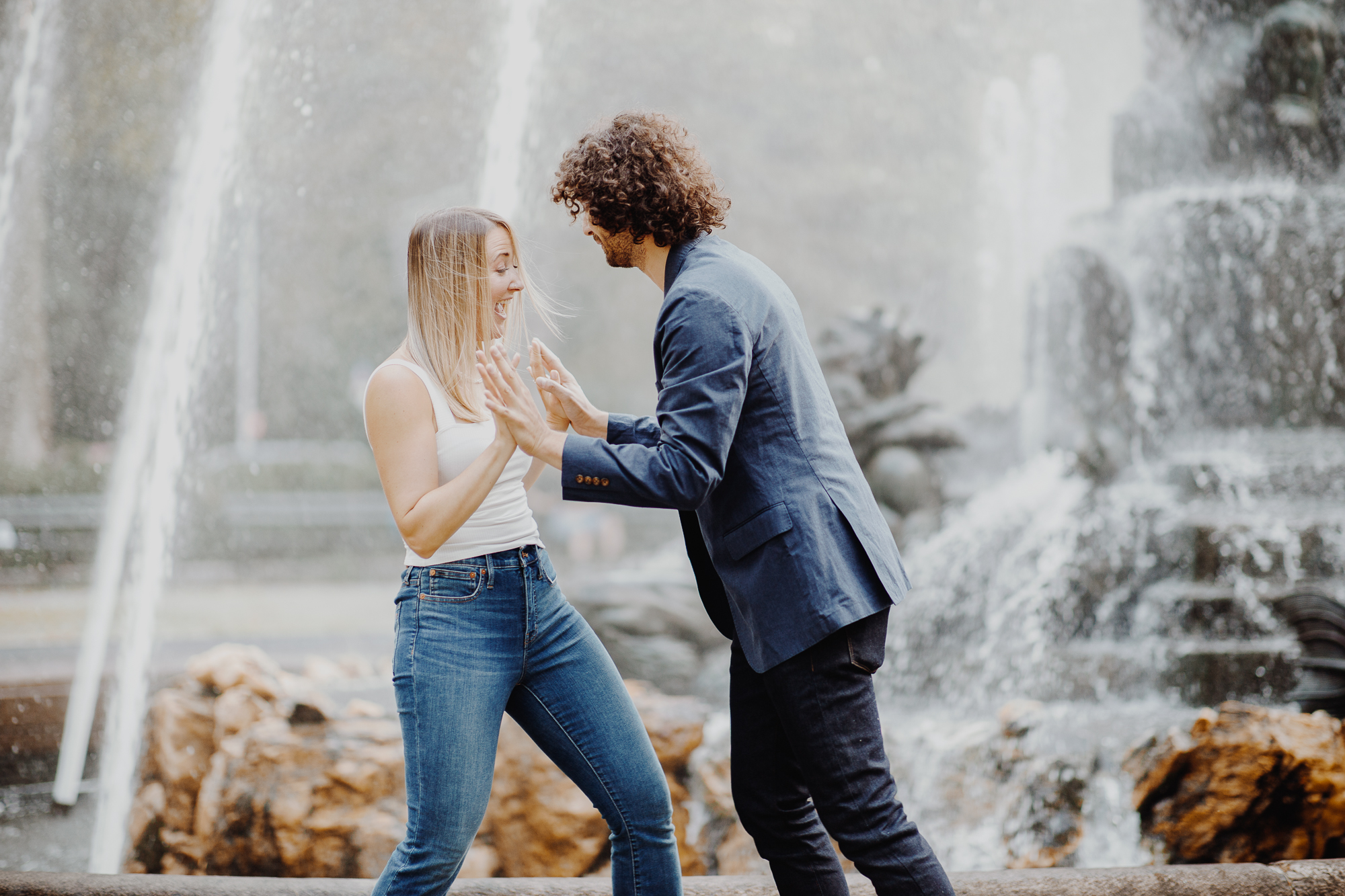 Fun Engagement Photos in Grand Army Plaza