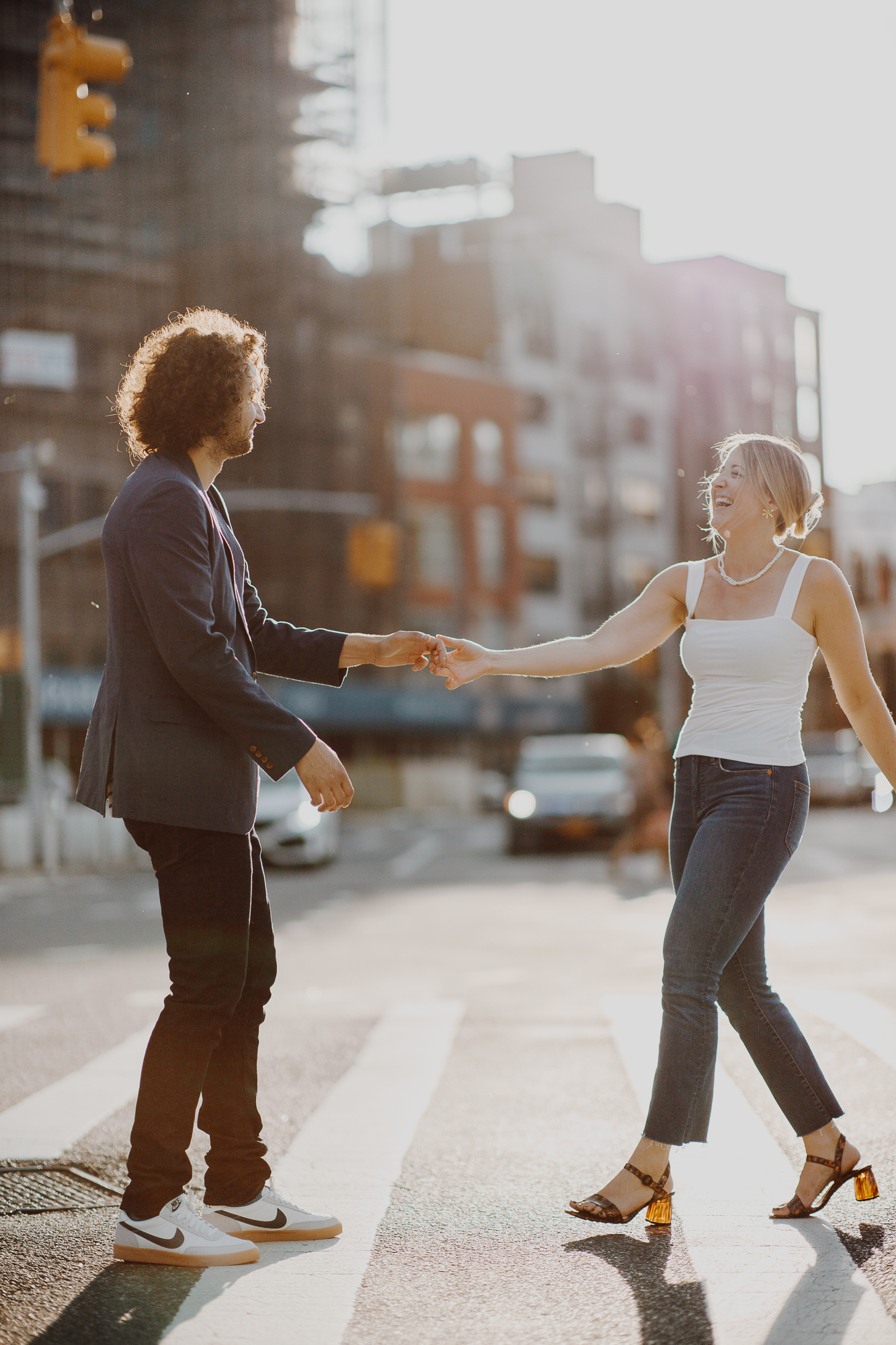 Bright Engagement Photos in Grand Army Plaza