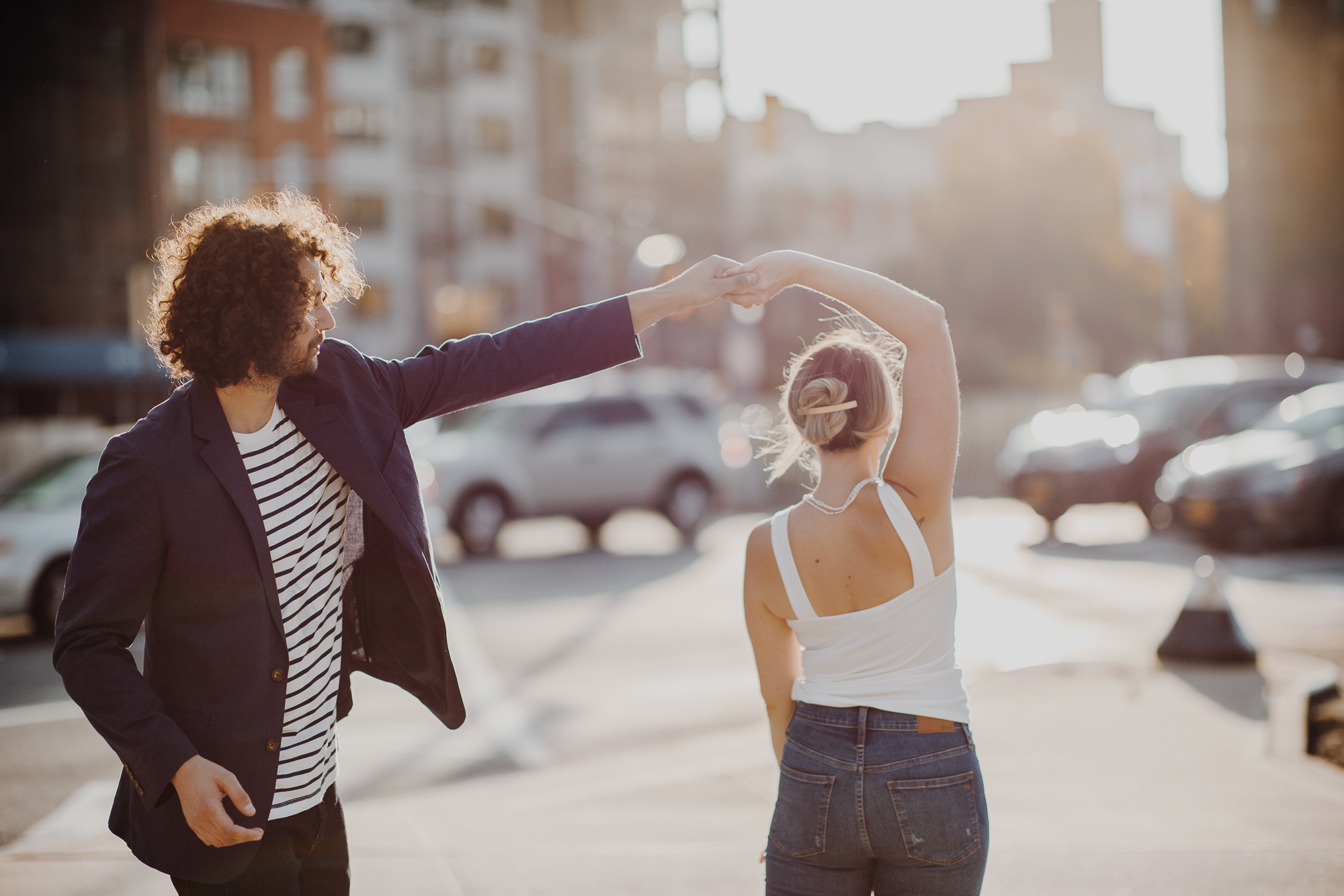 Candid Engagement Photos in Grand Army Plaza