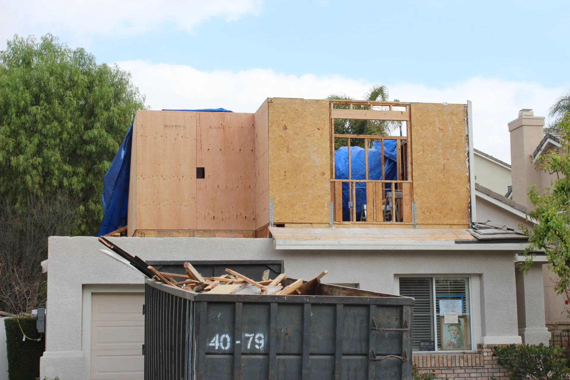 Fire Damage to Home in Santa Clarita, CA (during)