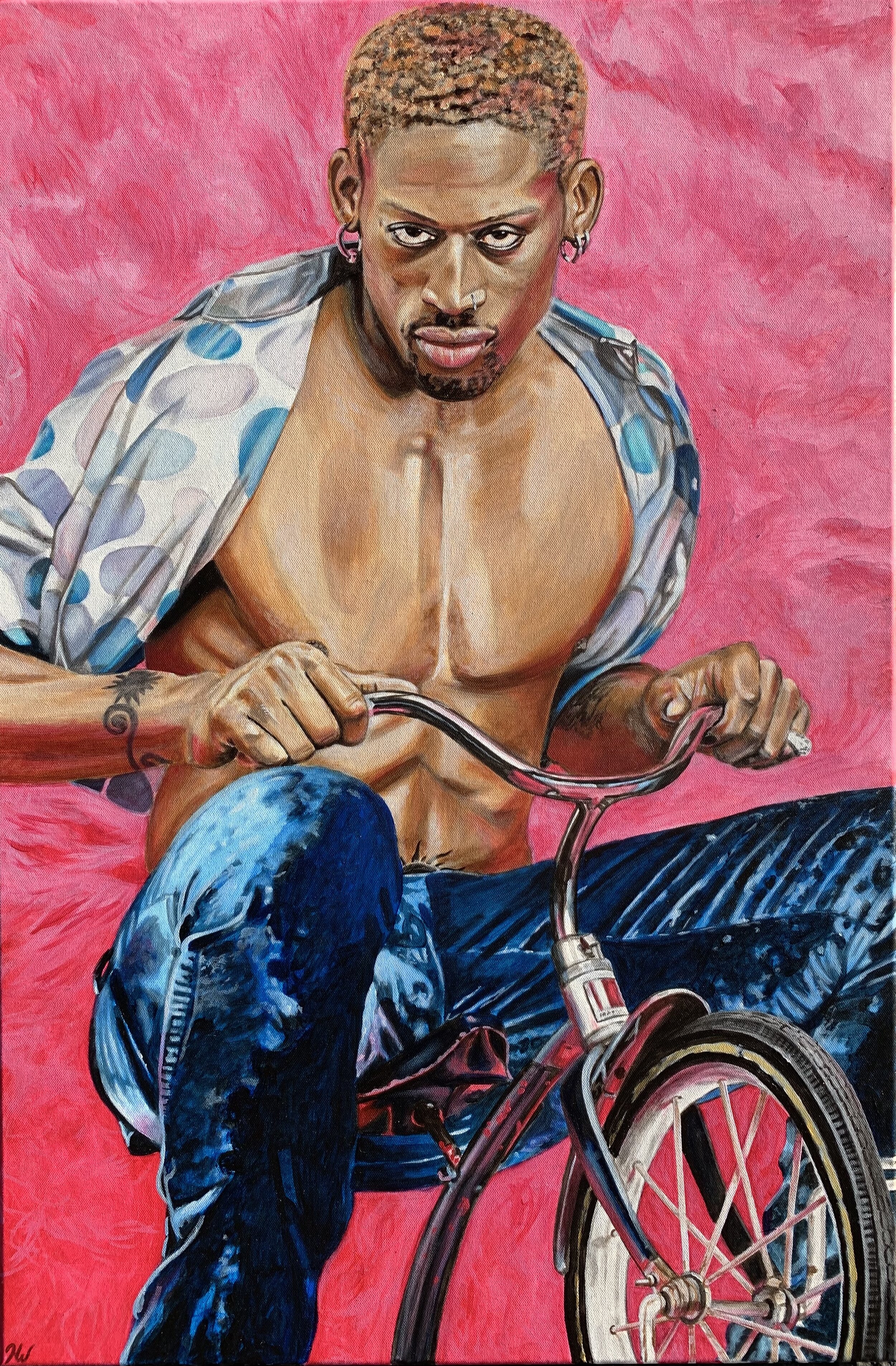 "Dennis Rodman" 24”x36” Acrylic on canvas. 2021