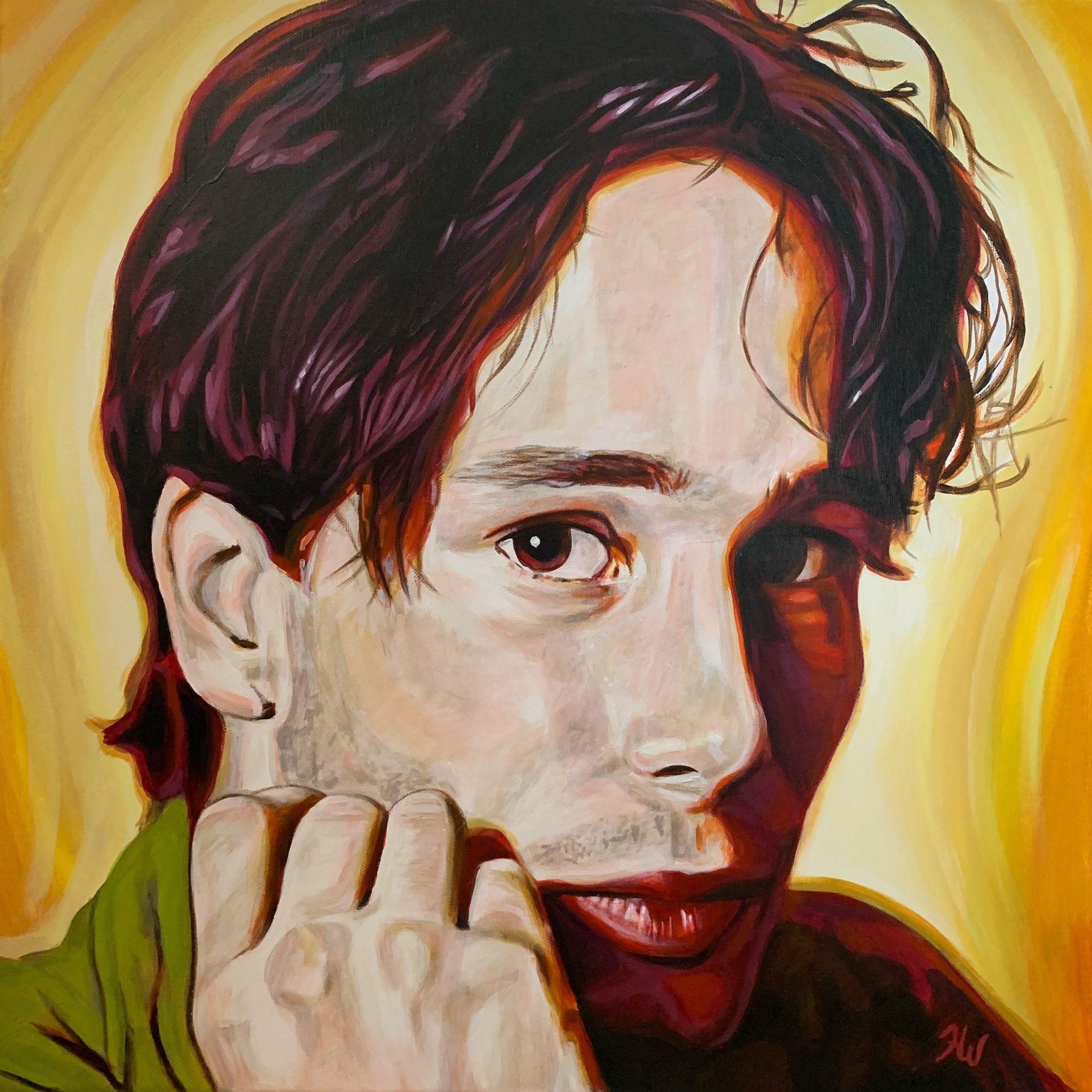 "Jeff Buckley" 20”x20” Acrylic on canvas. 2022