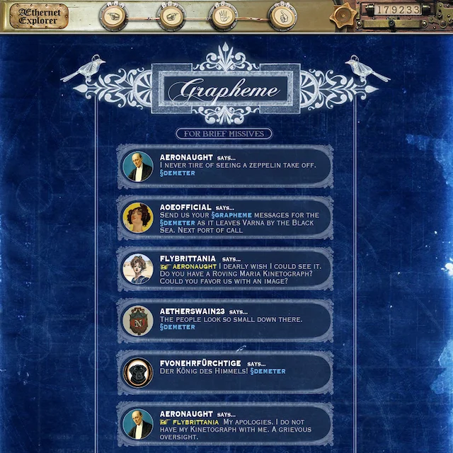Twitter became “Grapheme” with section signs (§) replacing hashtags and manicules (☞) replacing @-signs.