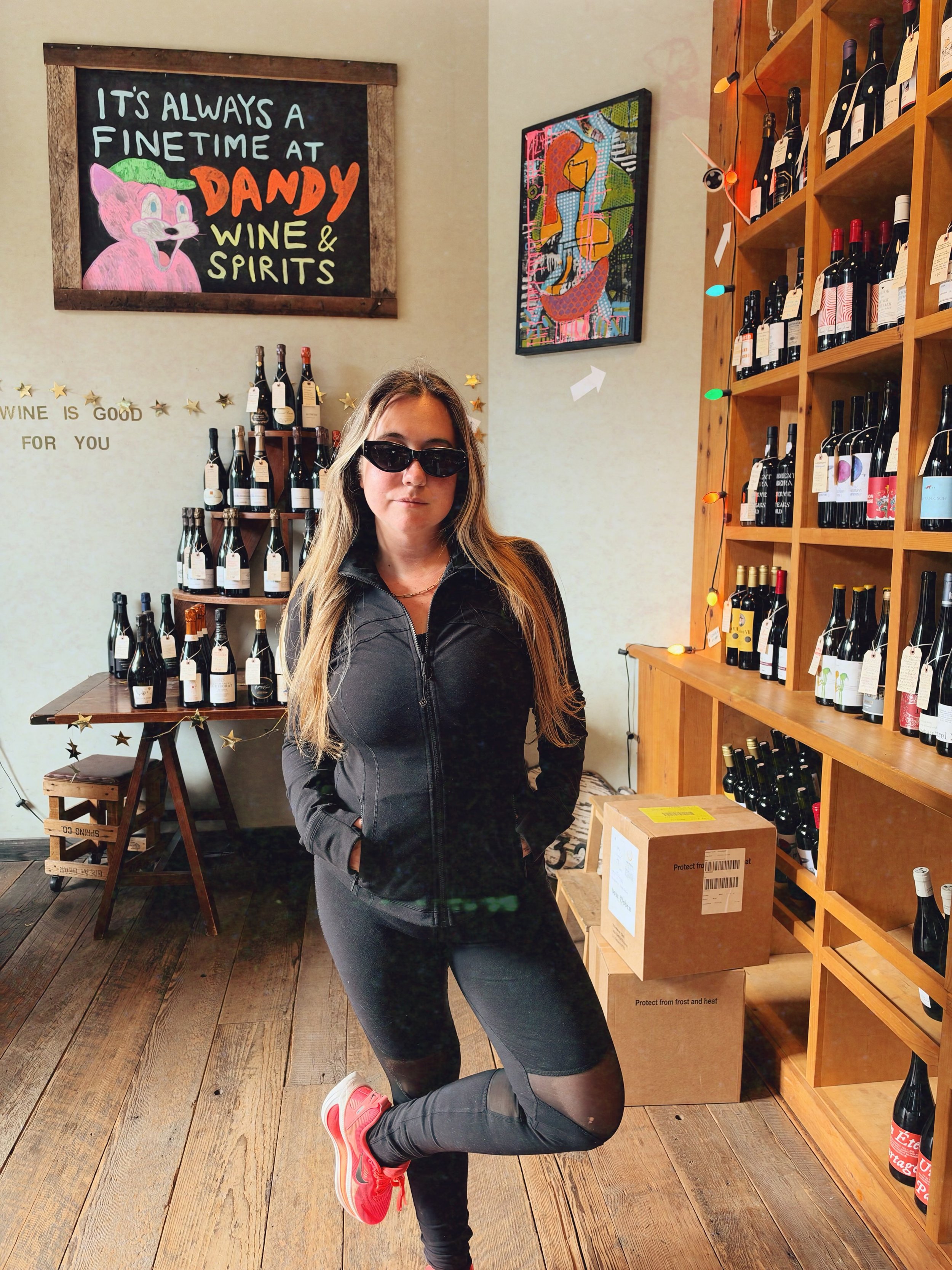 I was going to the gym and ended up at the wine shop. #style #outfit #activewear #fashionstyle