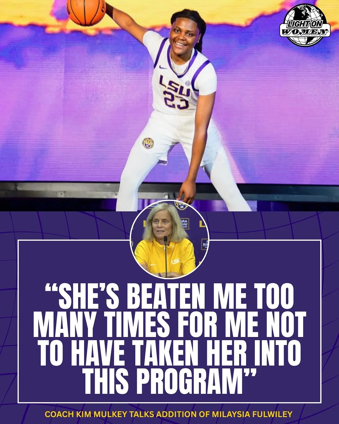 LSU head coach Kim Mulkey shared her thoughts on the addition of MiLaysia Fulwiley:
“She’s beaten me too many times for me not to have taken her into this program. I’m going to challenge her to learn the point guard position. She&