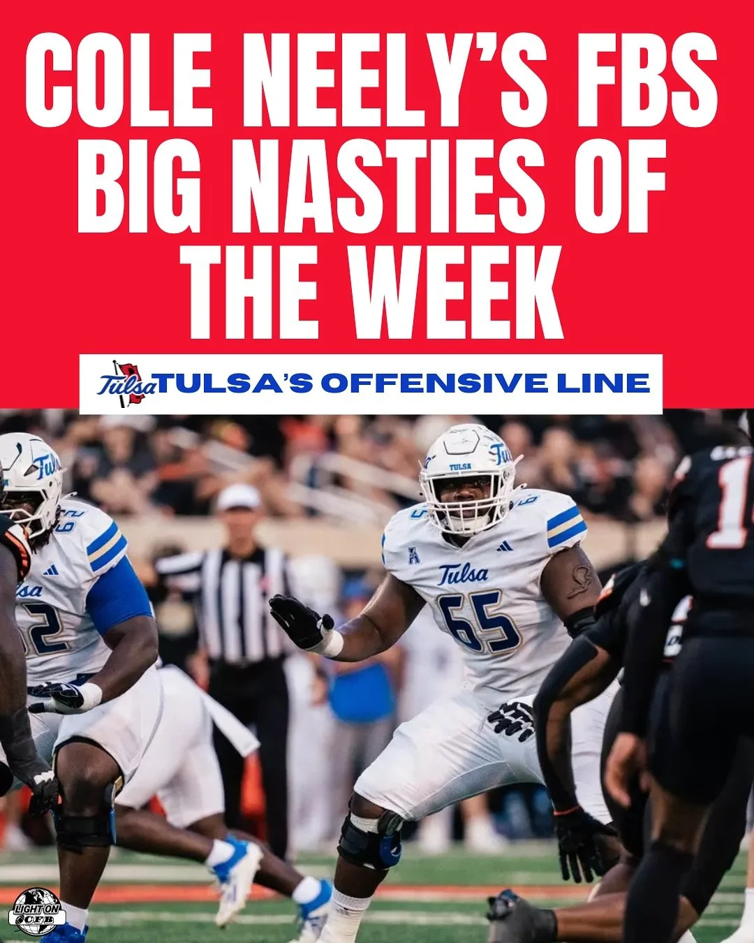 Tulsa’s offensive line is Cole Neely’s Week 4 FBS Big Nasties of the Week π€
@tulsa_football
π₯ via: @espn
