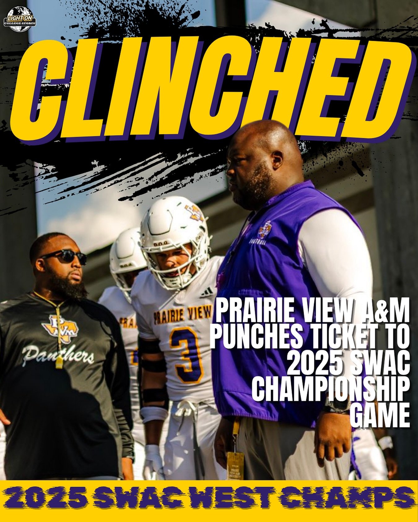 THE PRAIRIE VIEW A&amp;M PANTHERS ARE 2025 SWAC WEST CHAMPS 🏆

Coach Tremaine Jackson and his team have clinched a spot in the 2025 SWAC Championship Game 🟣🟡

@pvamufb