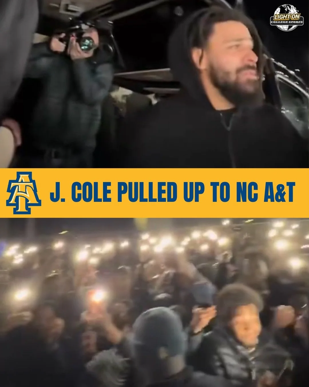 J. Cole pulled up to NC A&amp;T tonight 👀

(via @thefalloff26)