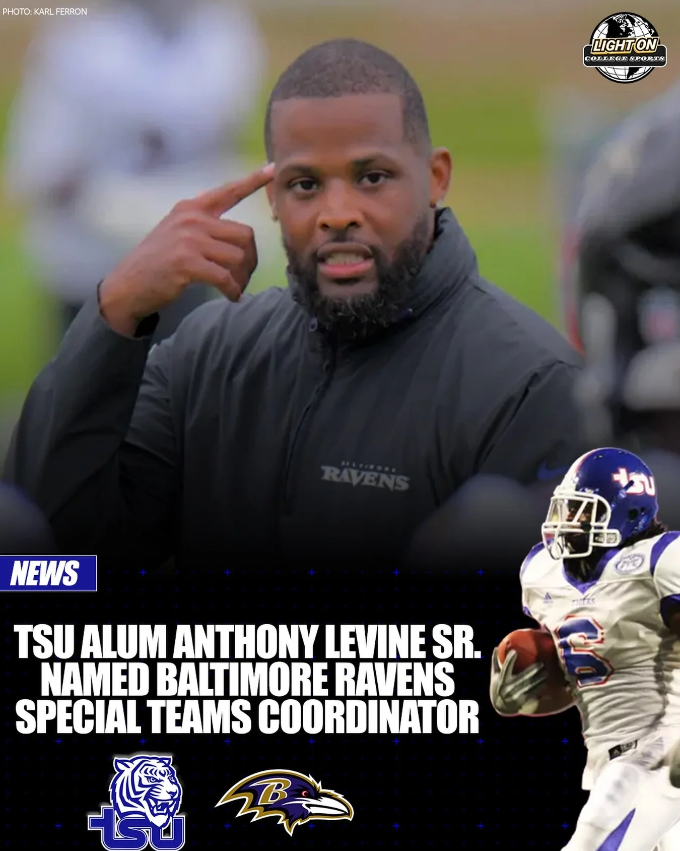 Tennessee State alum Anthony Levine Sr. has been promoted to Special Teams Coordinator for the Baltimore Ravens. 🔥

(Per @ravens)