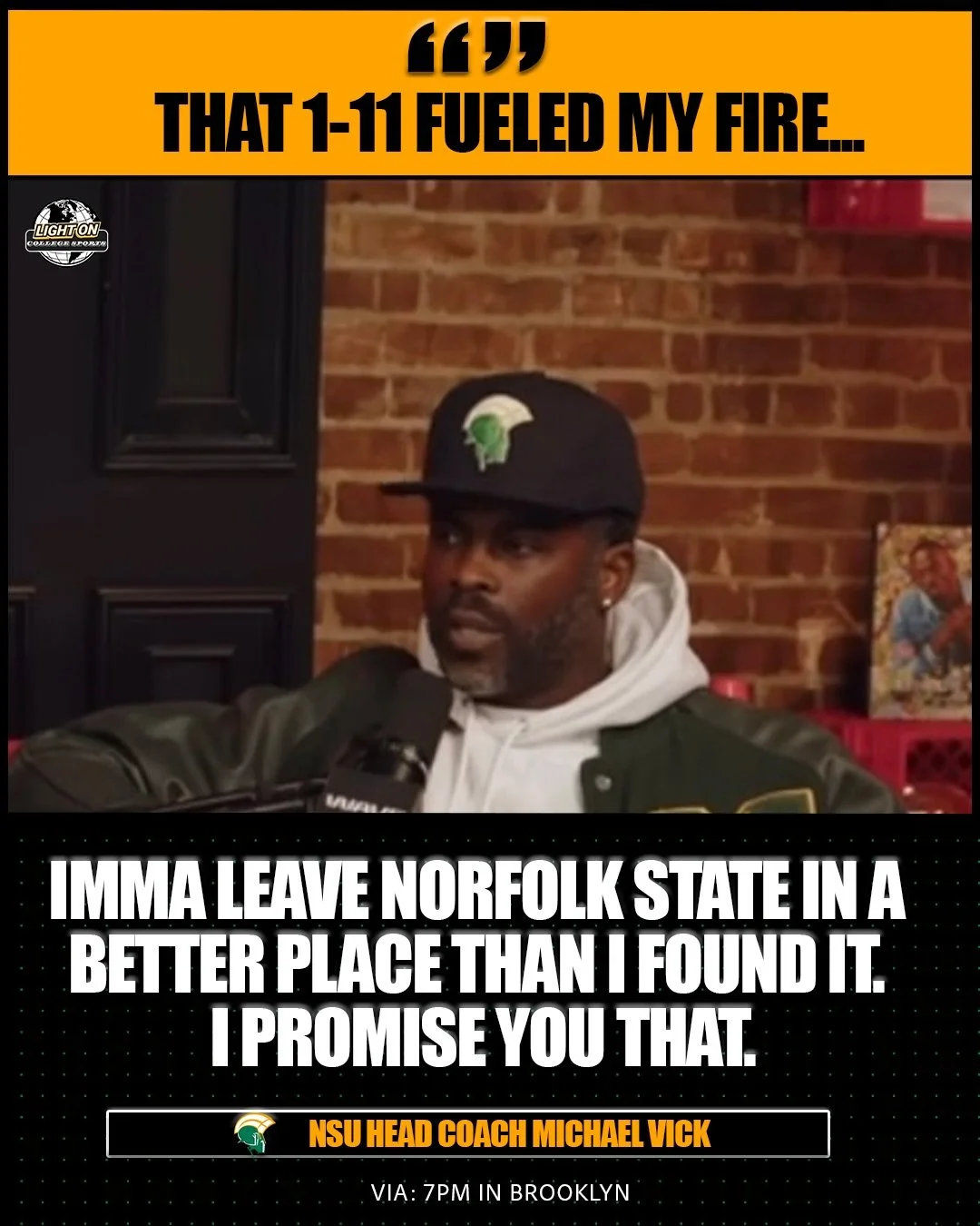 Michael Vick shared during his interview with Carmelo Anthony that going 1-11 in his first year as Norfolk State head coach fueled his fire.

The 4X Pro Bowler is grateful that his coaching journey is starting at an HBCU and promises to leave Norfolk
