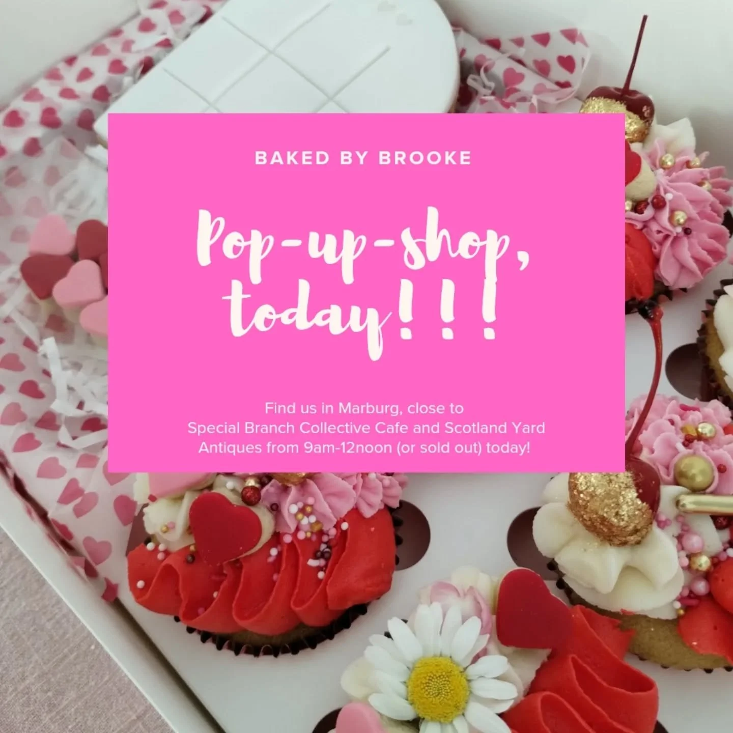 Surprise Pop-up-shop in Marburg, today!!! 

Find us close to the ever-lovely @specialbranchcollective for a pop-up-shop with last minute Valentine's treats (and "just because" treats) from 9am this morning. 

See you soon! 

#playingcake #v