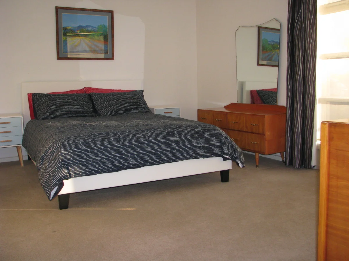 Bedroom 2: queen bed, spacious sunny room