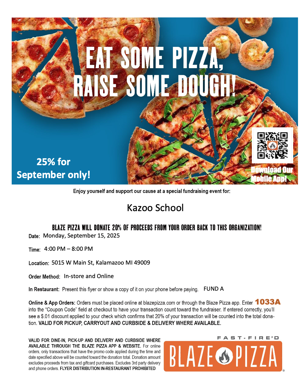 Blaze Fundraiser for the 8th Grade Trip