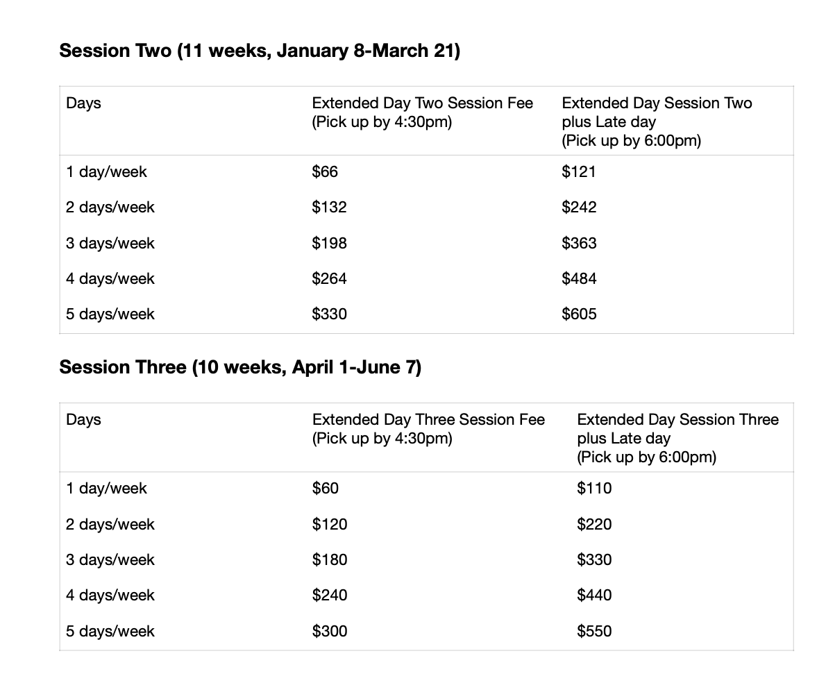Extended Day Information — Kazoo School
