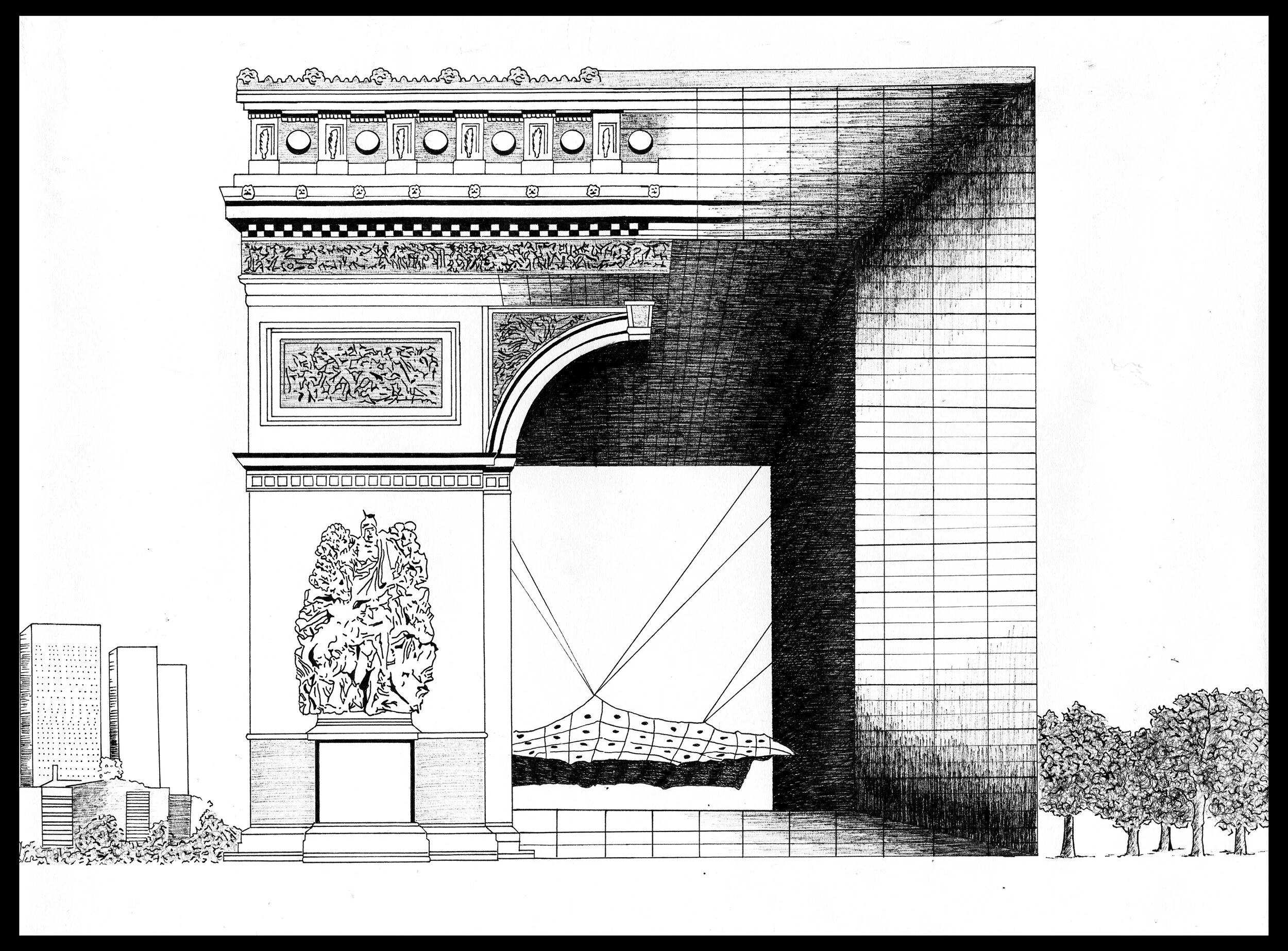 Arc de Triomphe + Grande Arche de la Defense