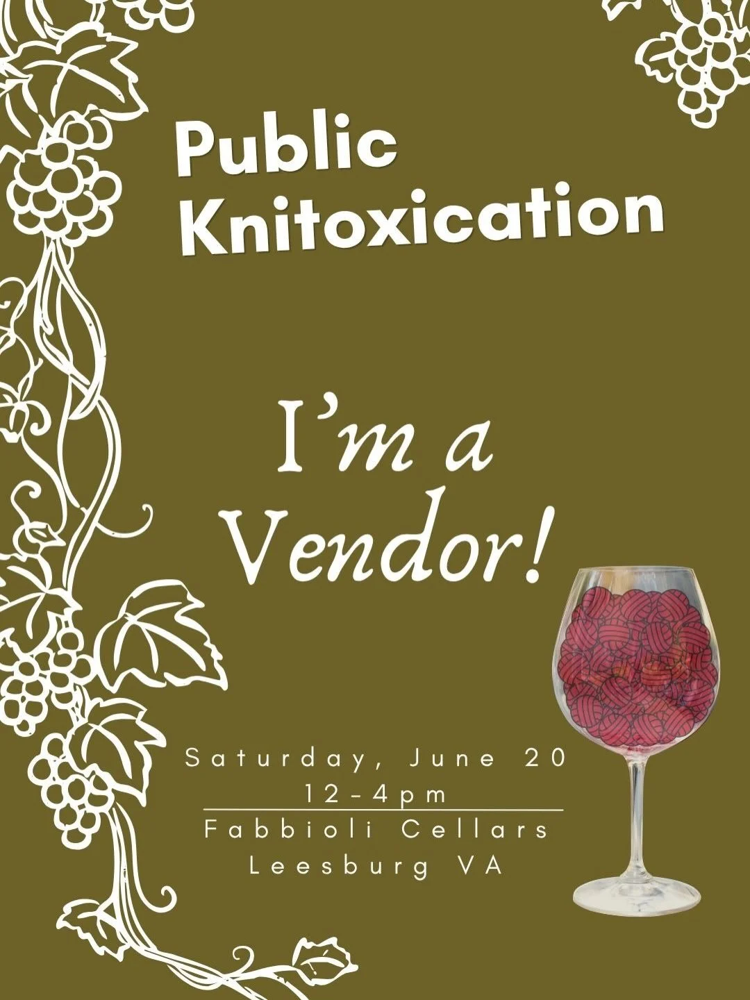 Want to be as far away as possible from DC this weekend? Come decompress at Public Knitoxication from 12-4pm, Sat June 20! Sip and shop with 16 amazing vendors and their beautiful makes, have some delicious food, and sit and stitch with a beautiful v