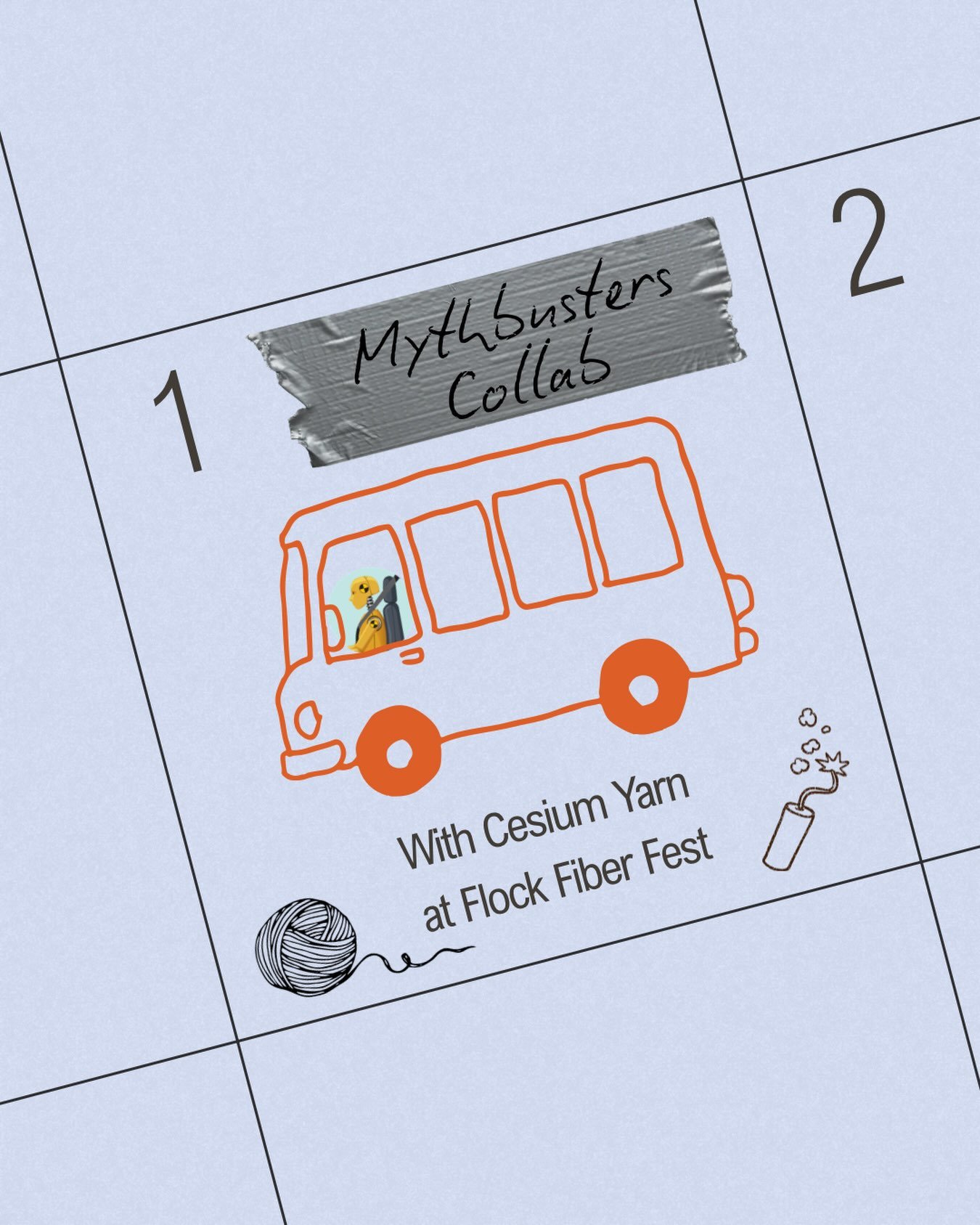 Busted or plausible? No, it's confirmed that we've got one explosive collaboration with @cesiumyarn coming to you in their booth at Flock Fiber Festival! Can't make it? Mythbusters Bags will also be available for online preorder starting in August. D