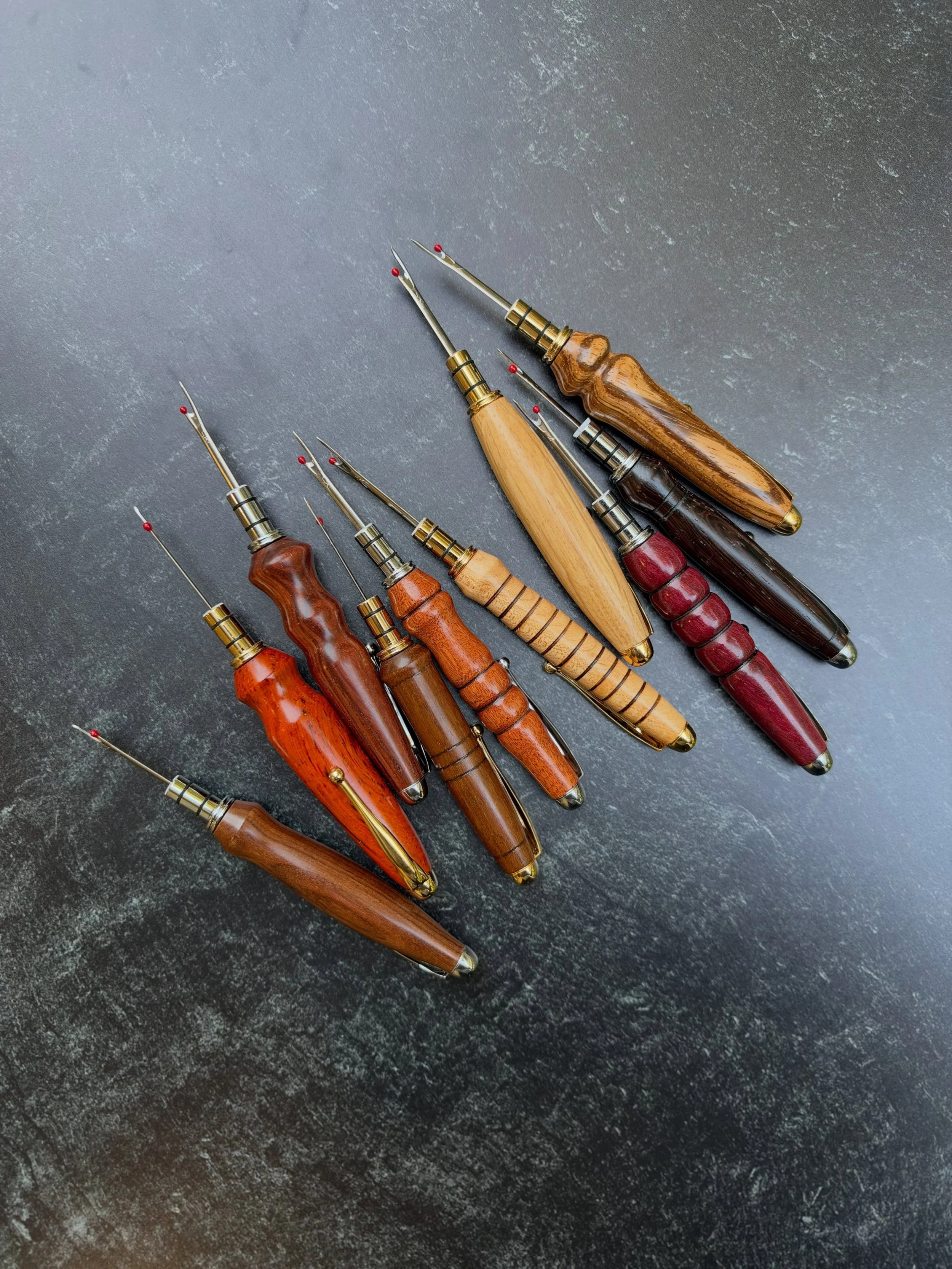 When a change would do your garment or current sewing project some good, do it with the best (and prettiest) tool possible. We've got a limited selection of hand turned wooden seam rippers in domestic and exotic wood species with chrome or gold hardw