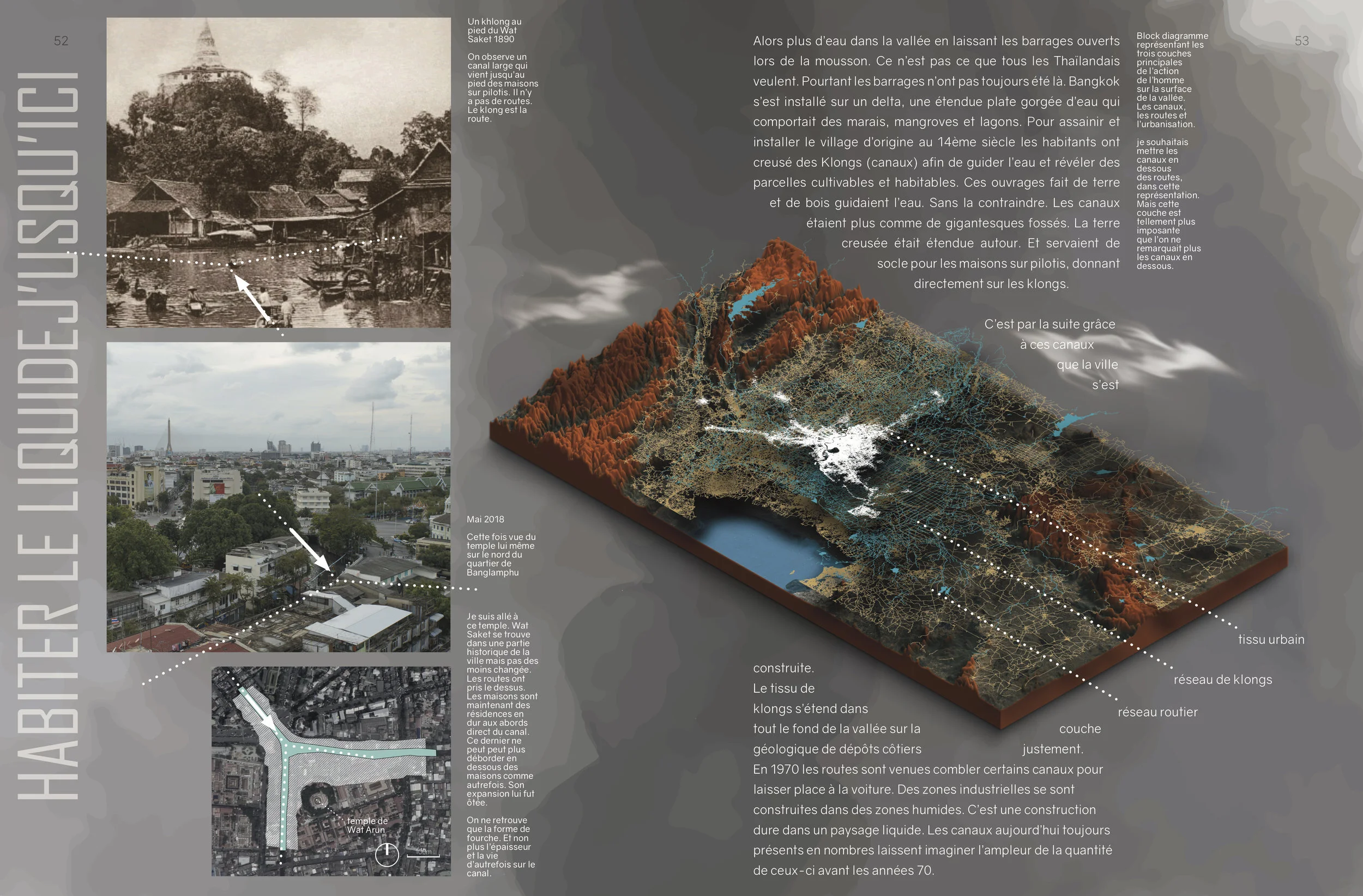 Double page 52 / 53 de la plaquette de diplôme “Un élan Sédimentaire”