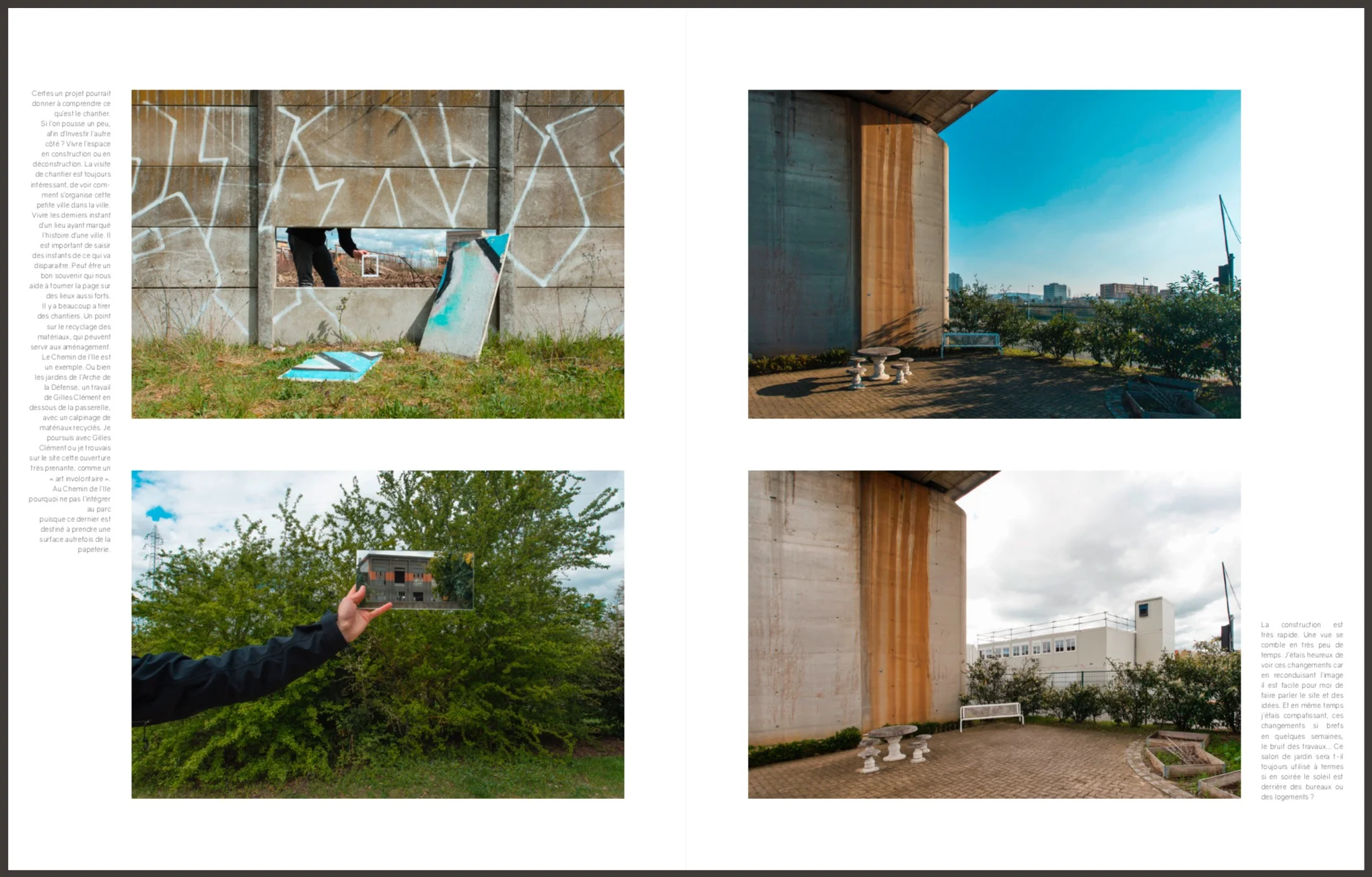 Double page 195 / 196 du mémoire d’études “Photographier le dessein du projet”