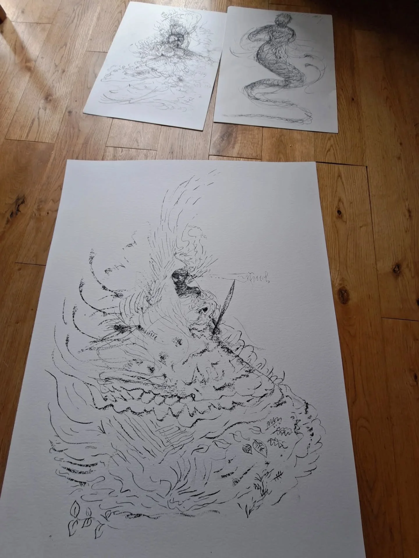 Sketching after ceremony is the way my body best can translate the energies danced with, songs still singing, the rhythms reverberating...sound gets transcribed into image, and cultural memories stored deep inside resonate remembering..... ♡

Oba has