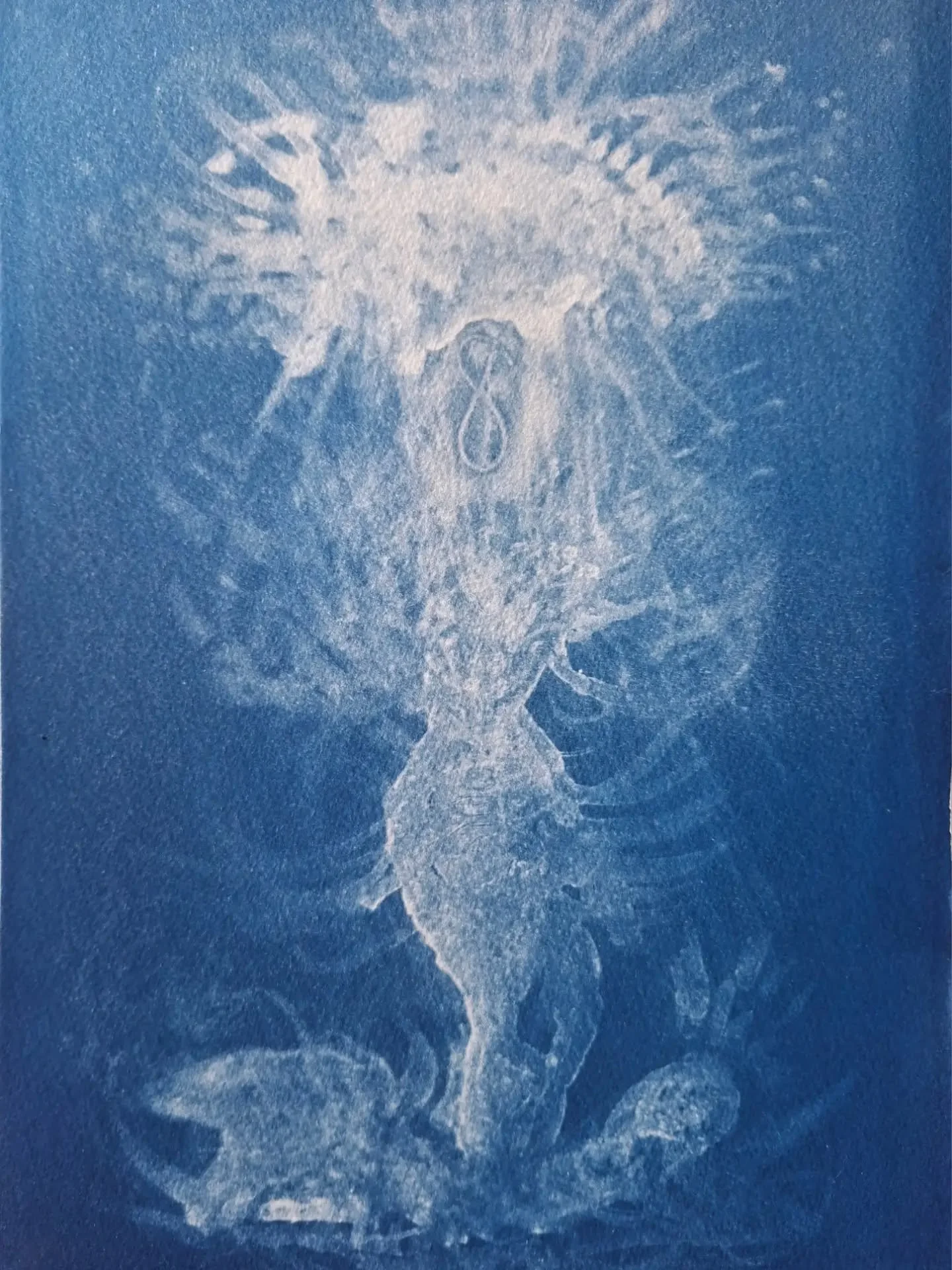 There seems to be worldwide awareness of mermaids this year.

"Melusine" 2026
watercolour/cyanotype on board 21x29.7cm