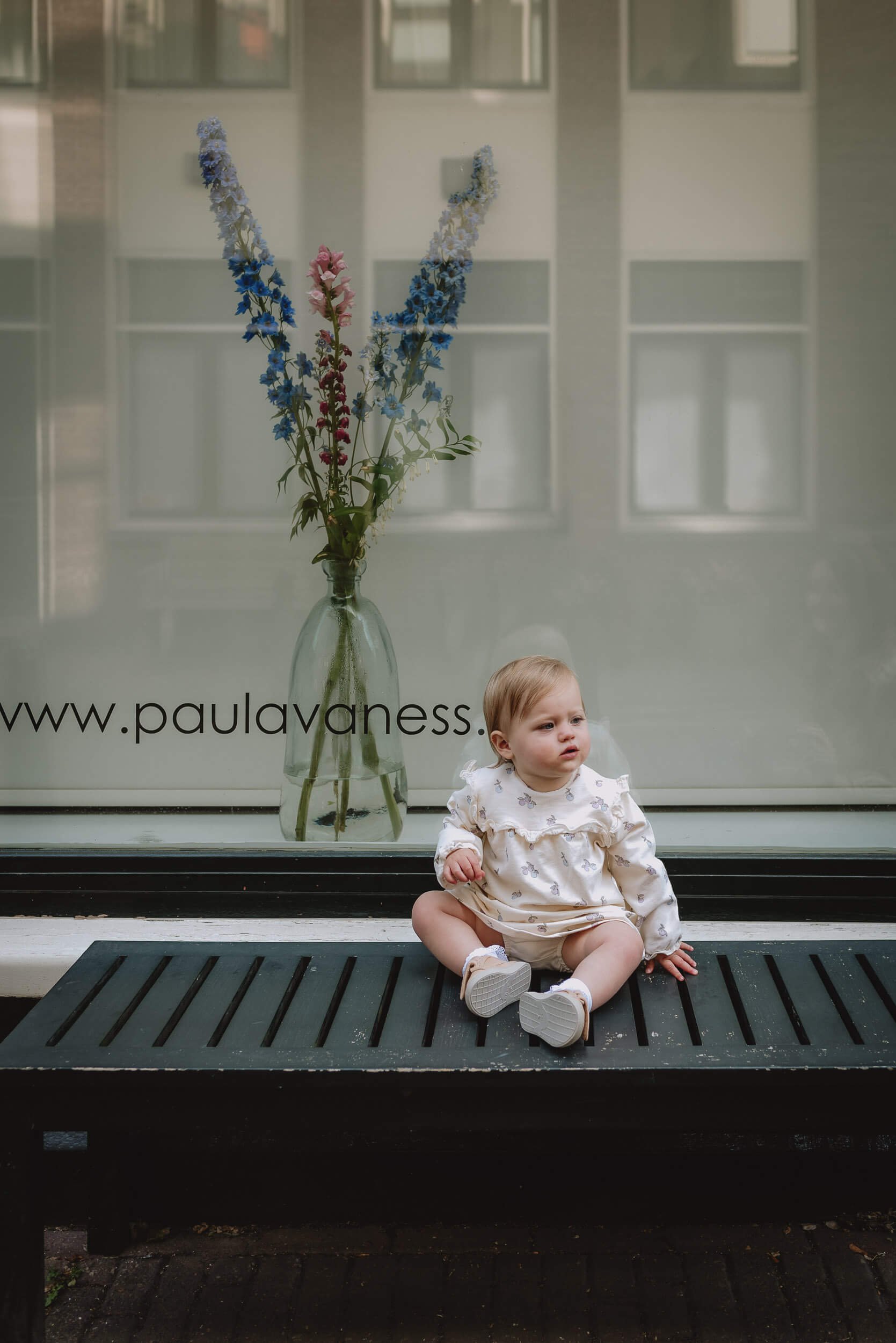 Family Photoshoot | Baby sitting on a bench