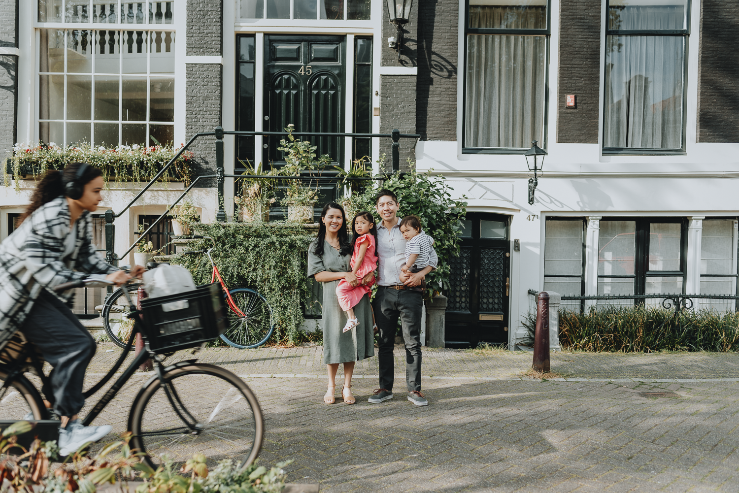 Family and bicycle in Amsterdam