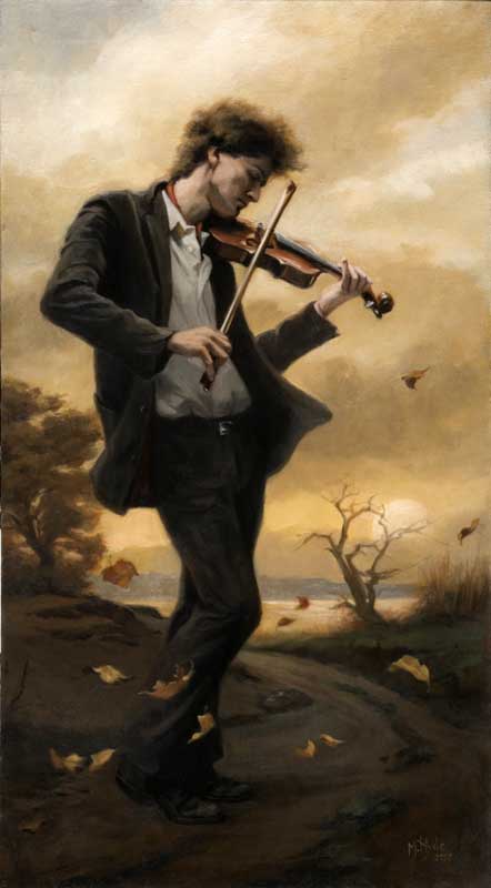 The Fliddler II oil on canvas cm. 100 by 50 2010 SOLD