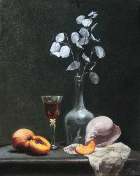 Brandy, a Shell and Peaches oil on linen cm. 50 by 40 2010 SOLD