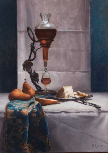 Sweet Wine, Pecorino and Pears Linen 45 by 60 cm. 2011 SOLD