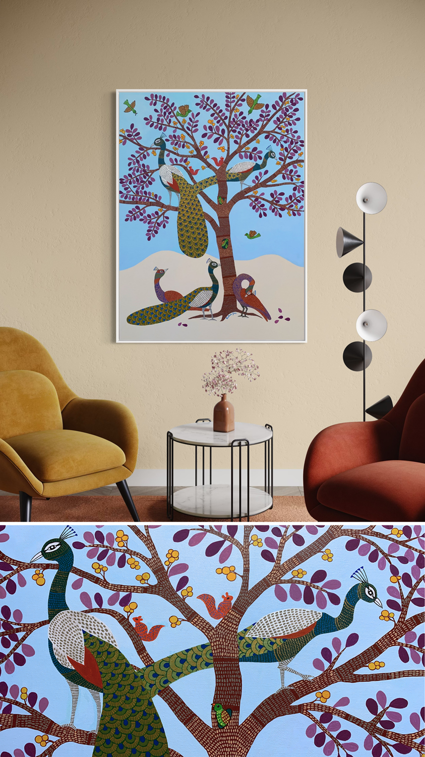 PEACOCKS ON A FANTASY TREE 