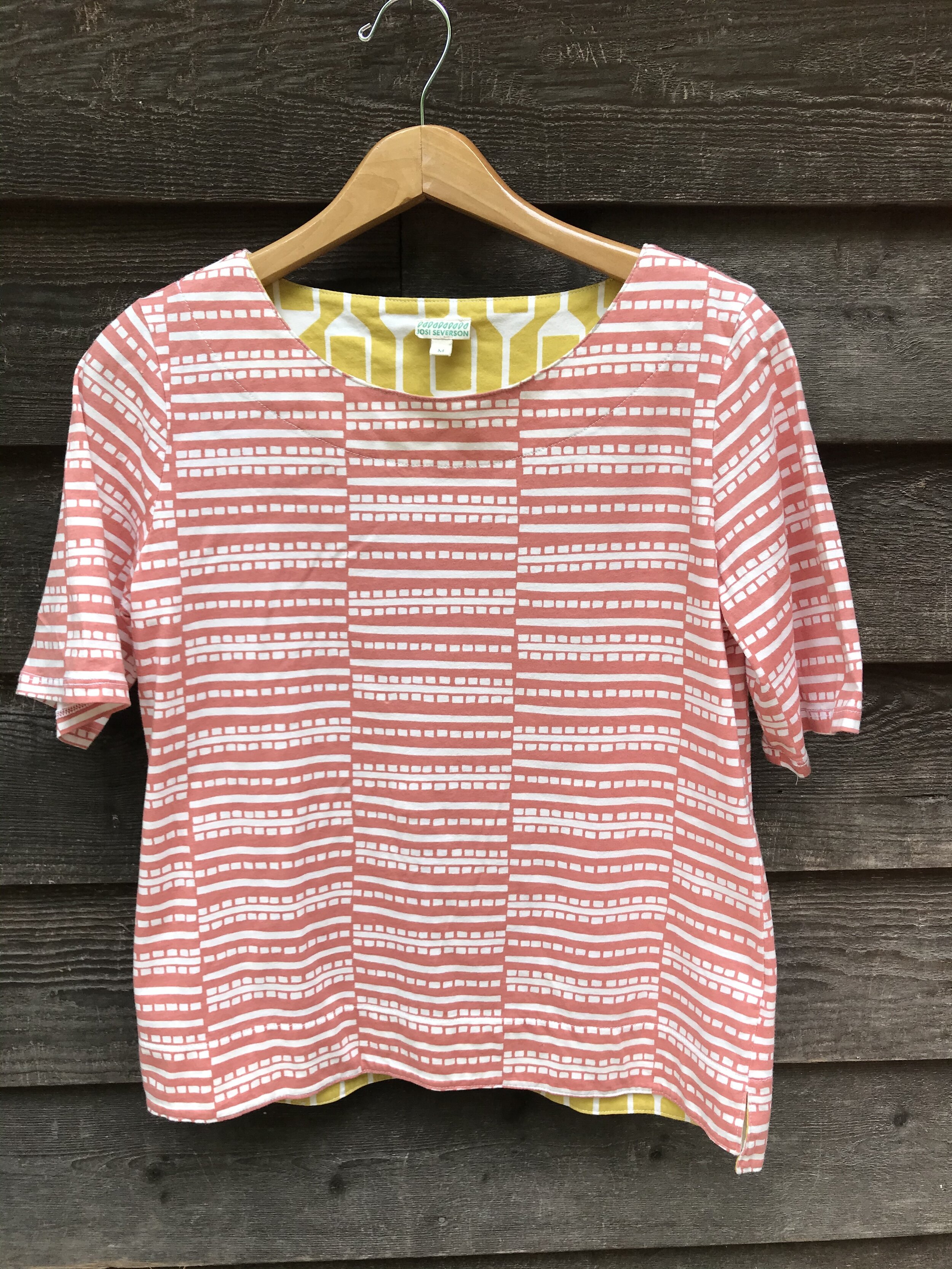 Medium Boatneck top with elbow sleeves, Highway organic cotton