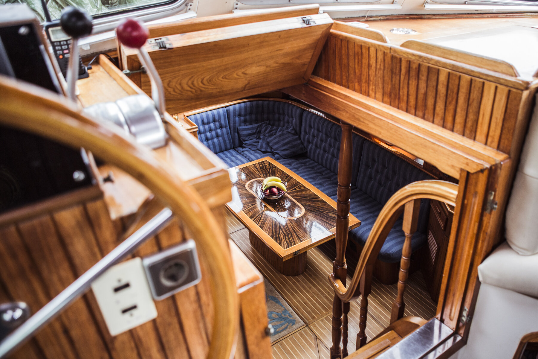  View from the steering position down to the saloon. 