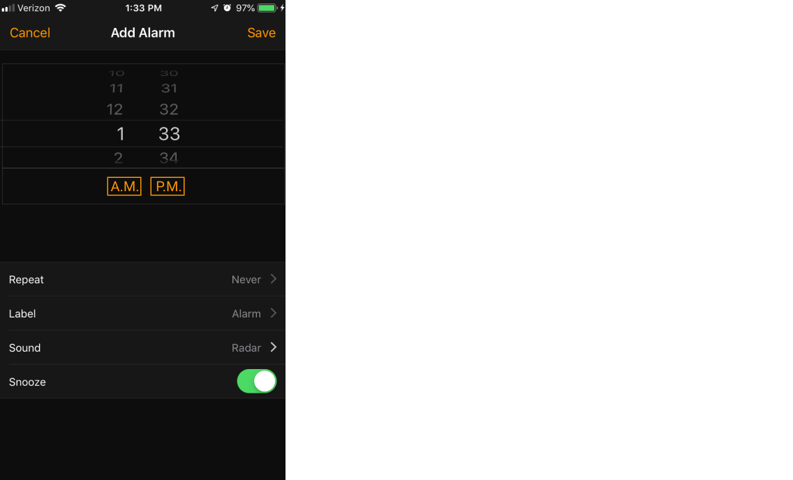 Proposed Interface Design Revisions for ‘Create New Alarm’ View